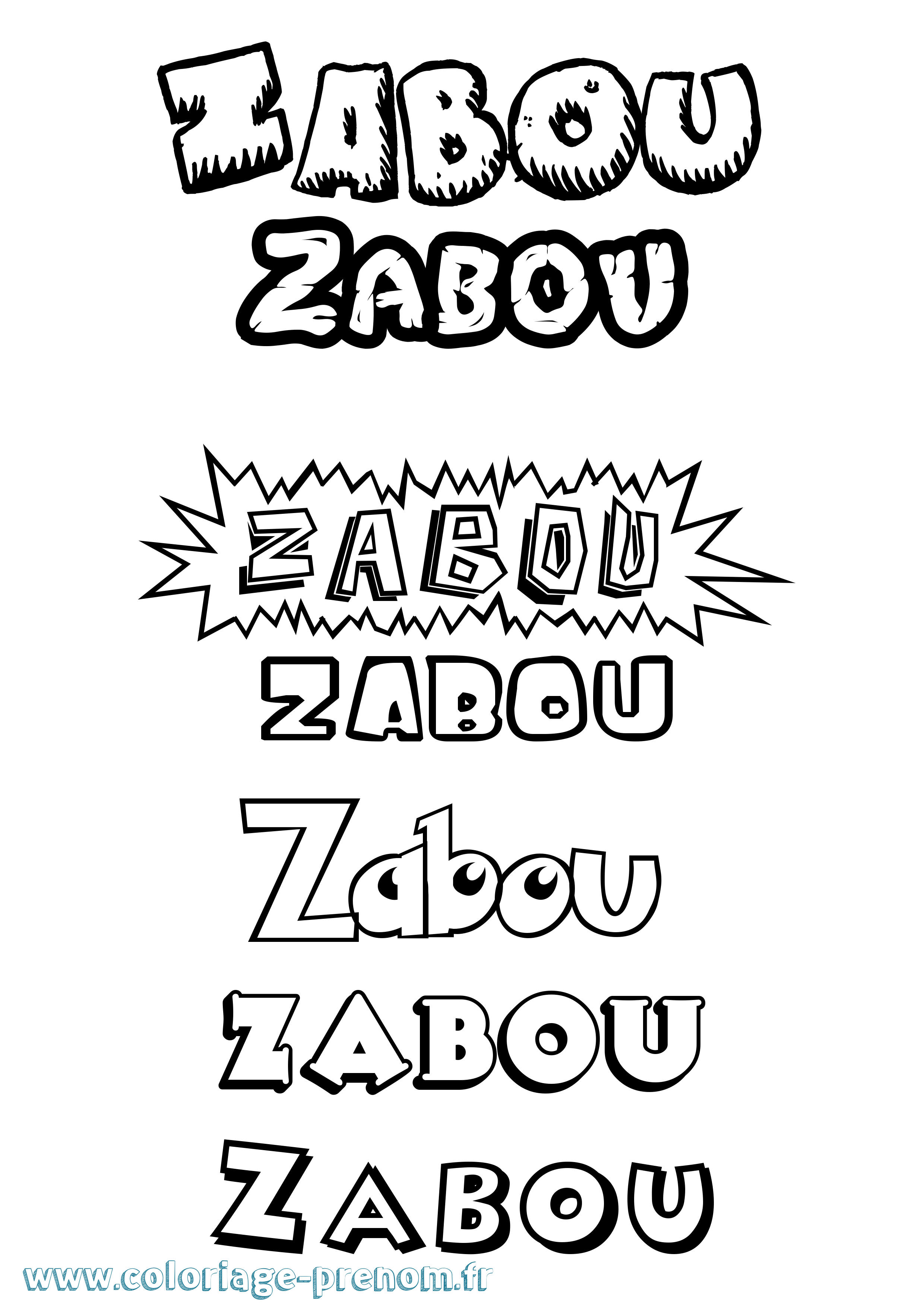 Coloriage Zabou Dessin Animé Coloriage prénom Zabou Dessin Animé