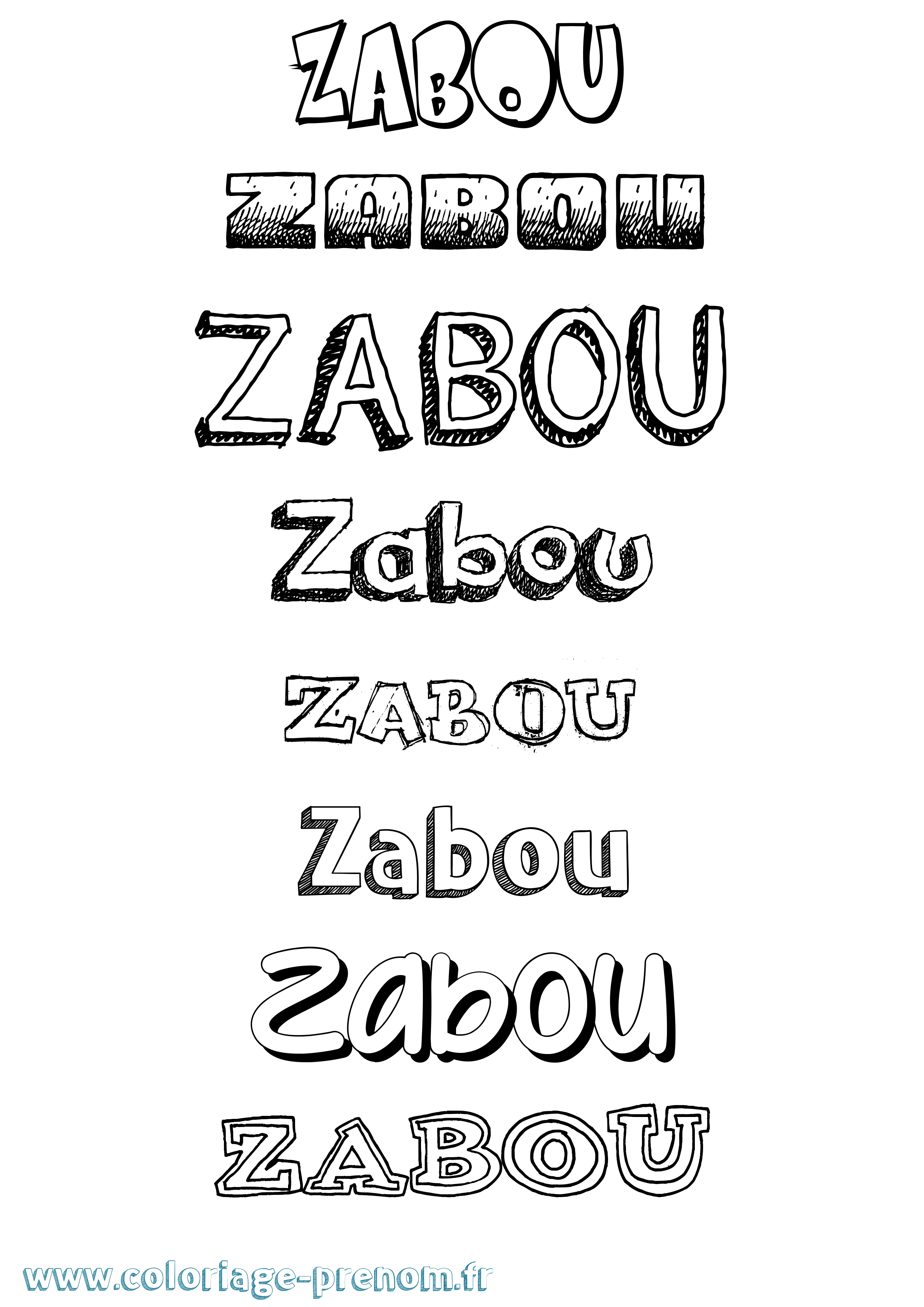 Coloriage Zabou Dessiné Coloriage prénom Zabou Dessiné