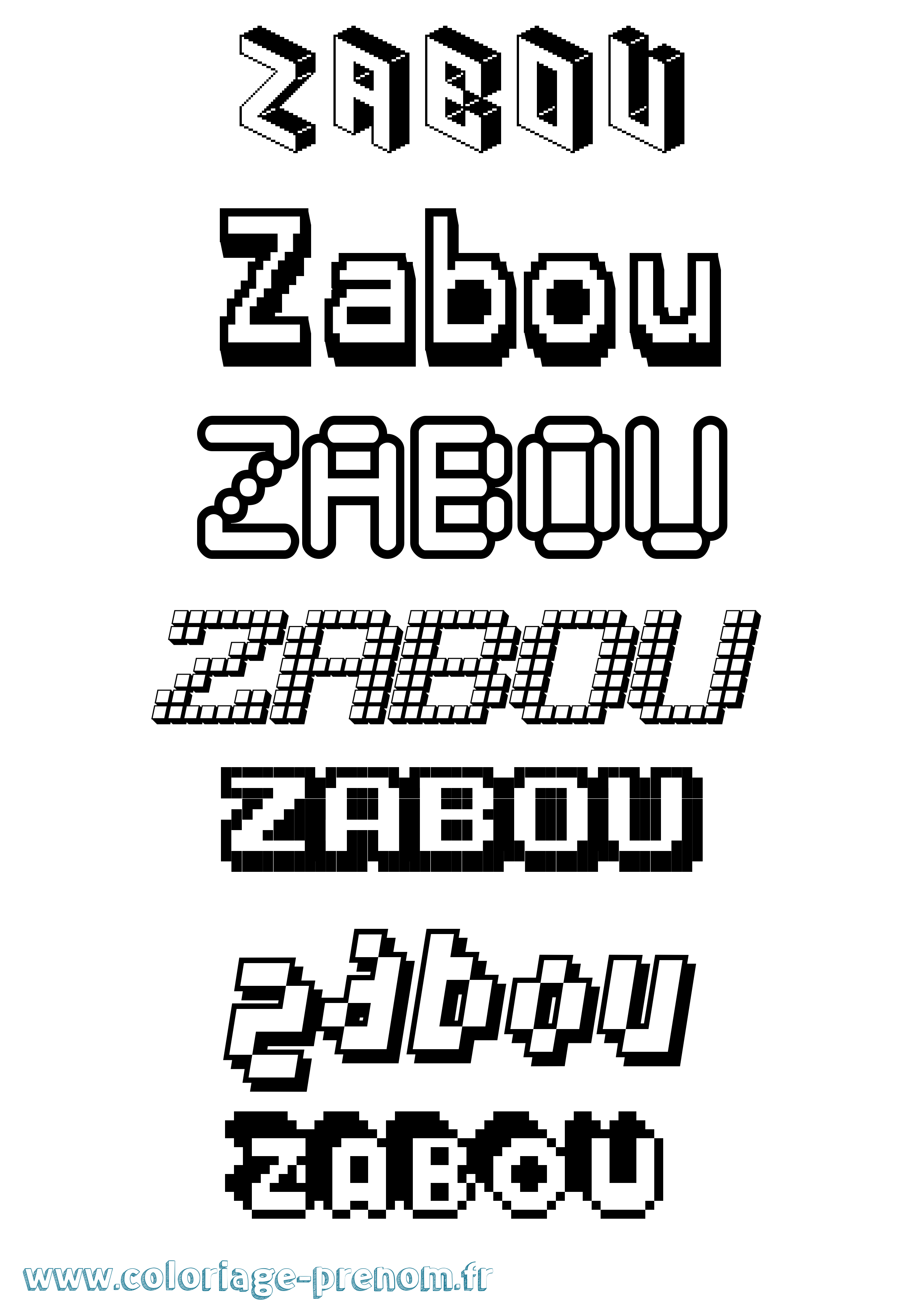 Coloriage Zabou Pixel Coloriage prénom Zabou Pixel