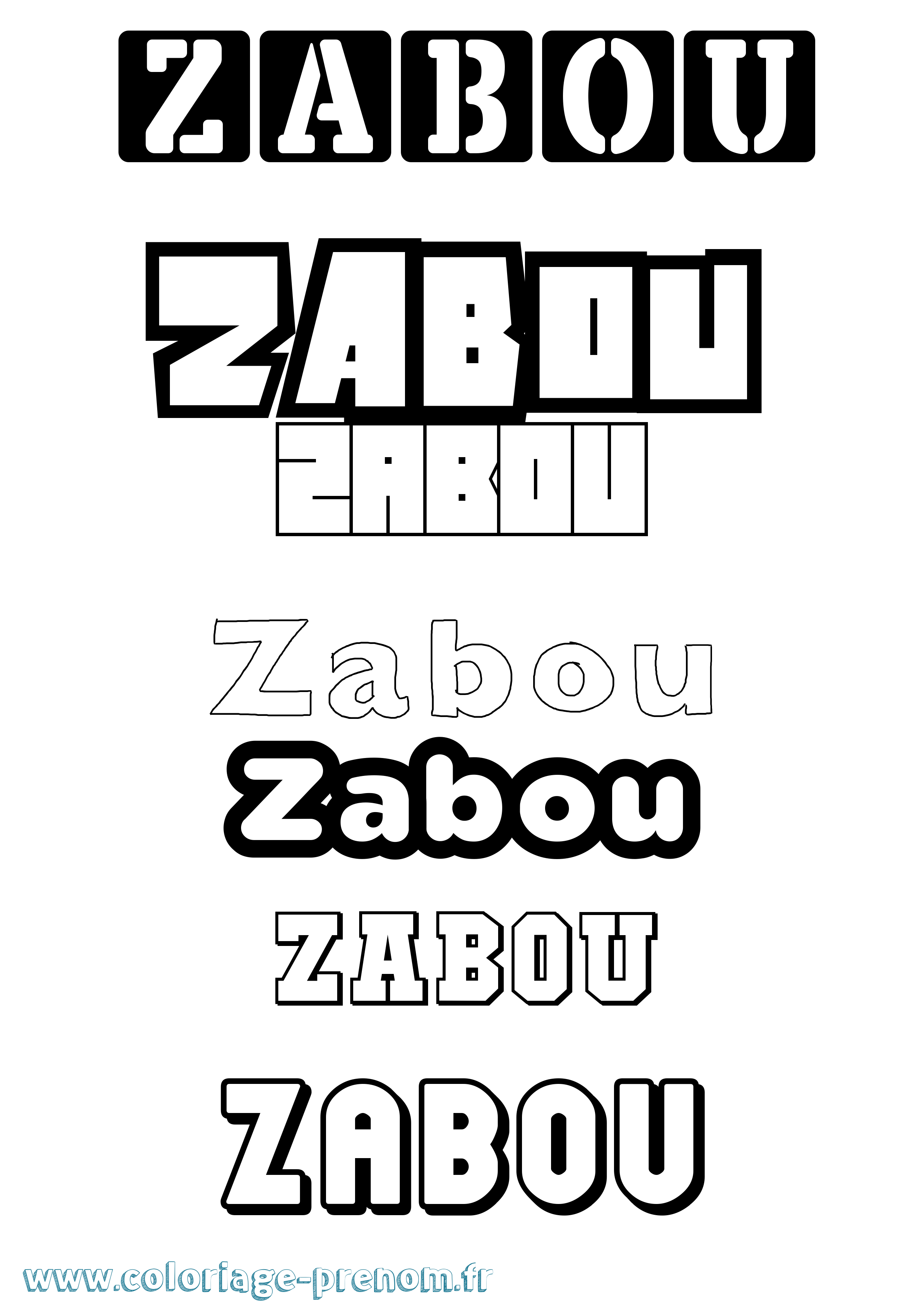 Coloriage Zabou Simple Coloriage prénom Zabou Simple
