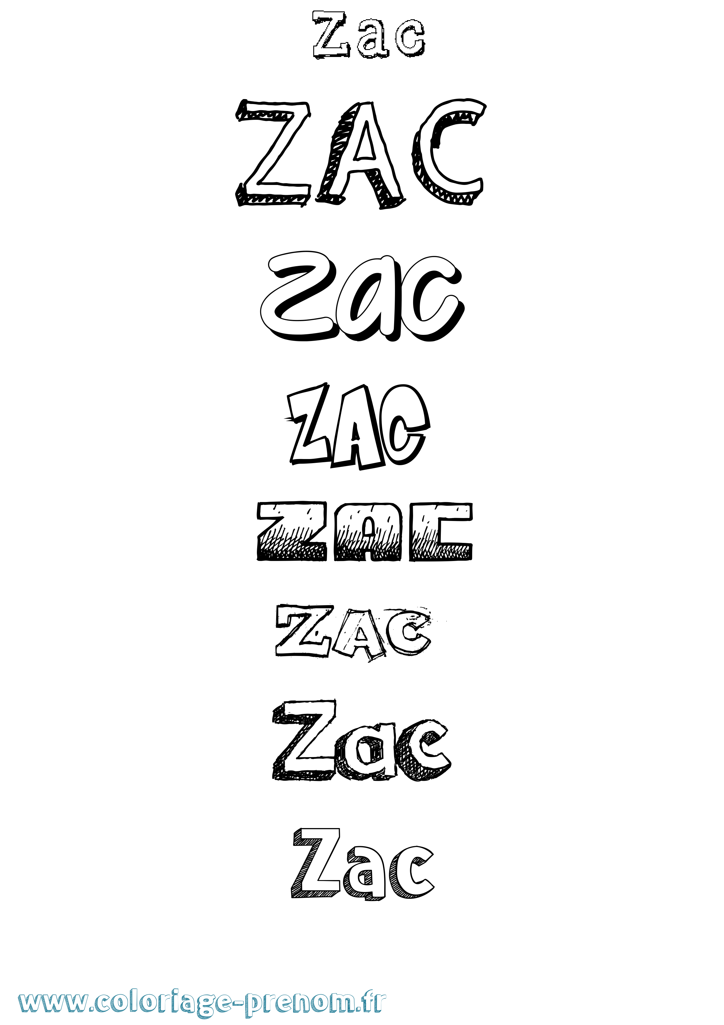 Coloriage prénom Zac Dessiné