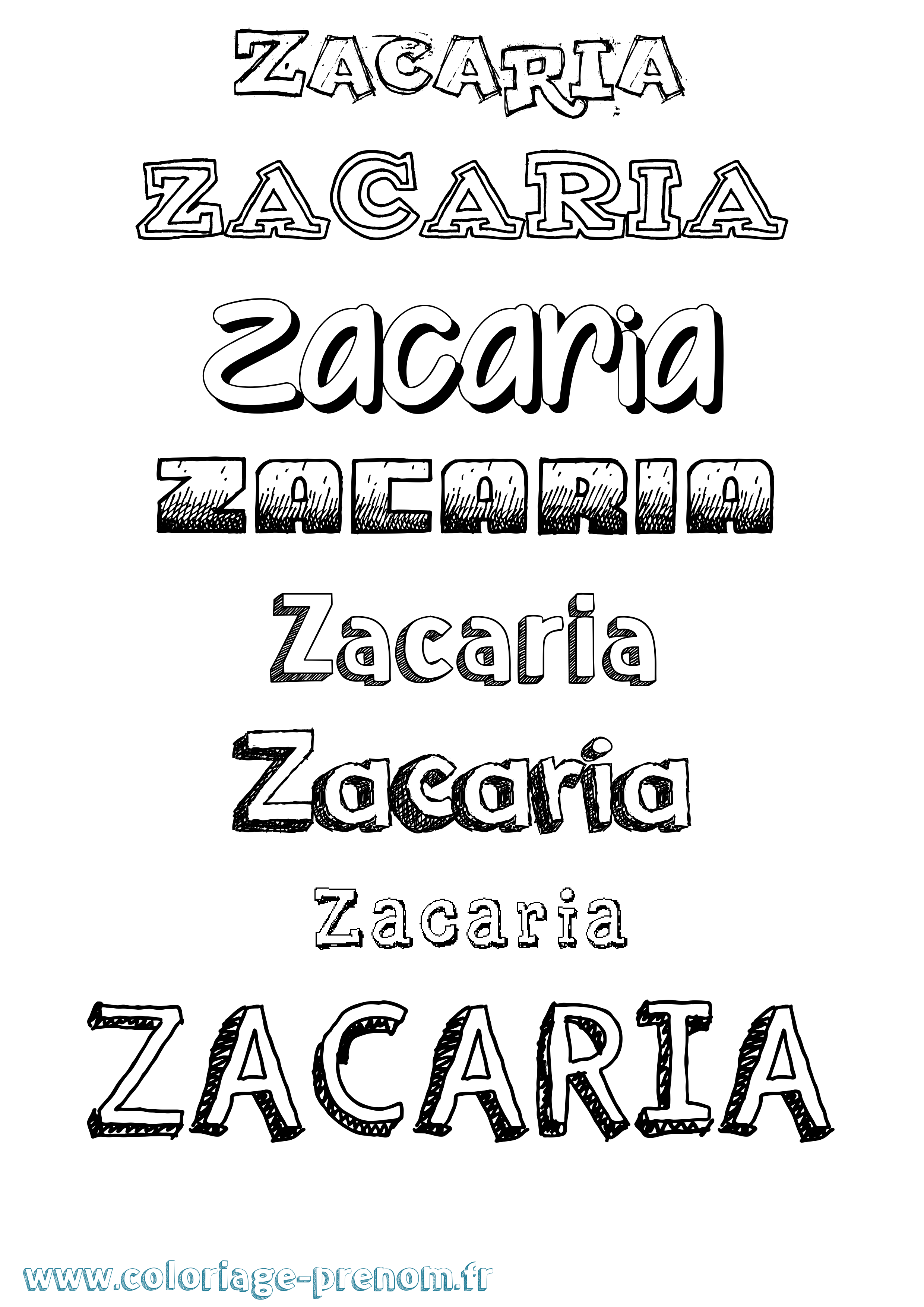 Coloriage prénom Zacaria Dessiné