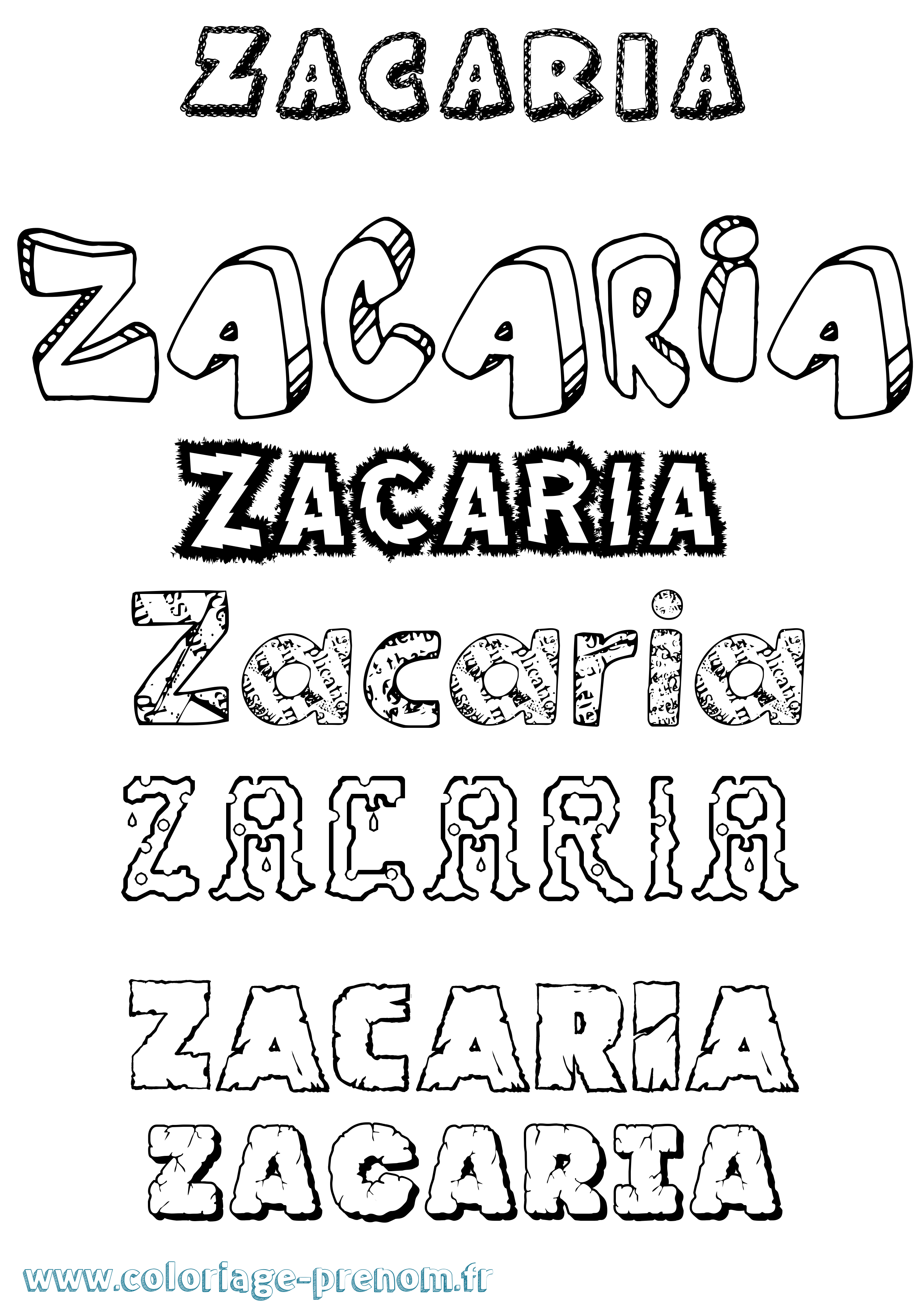 Coloriage prénom Zacaria Destructuré