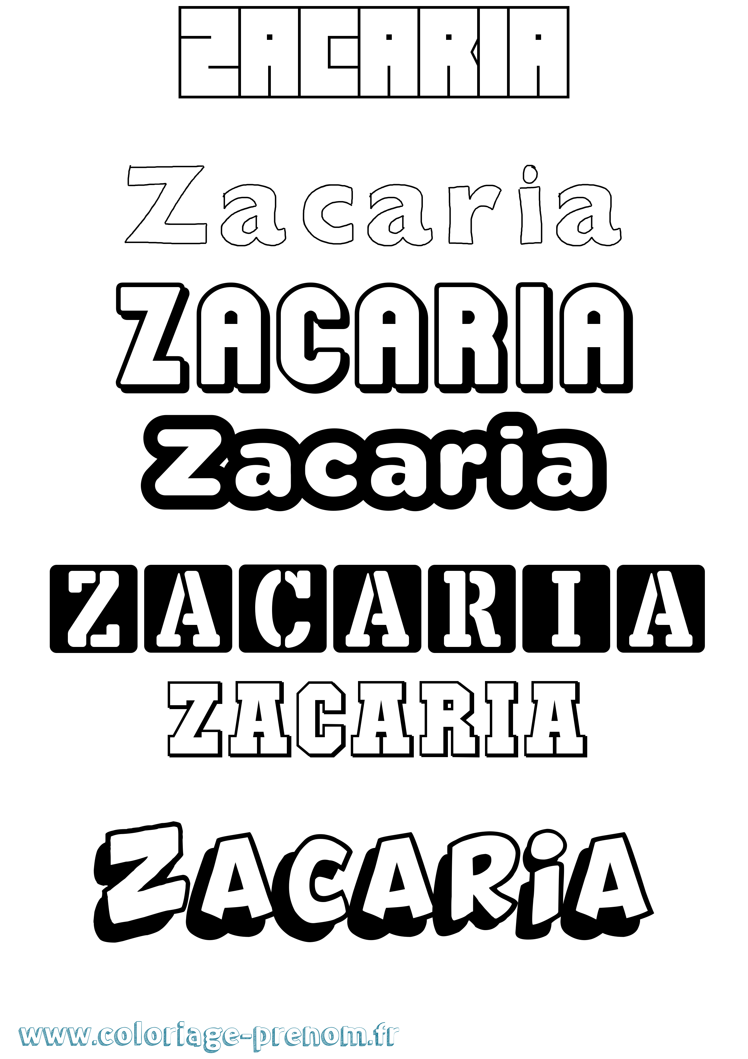 Coloriage prénom Zacaria Simple