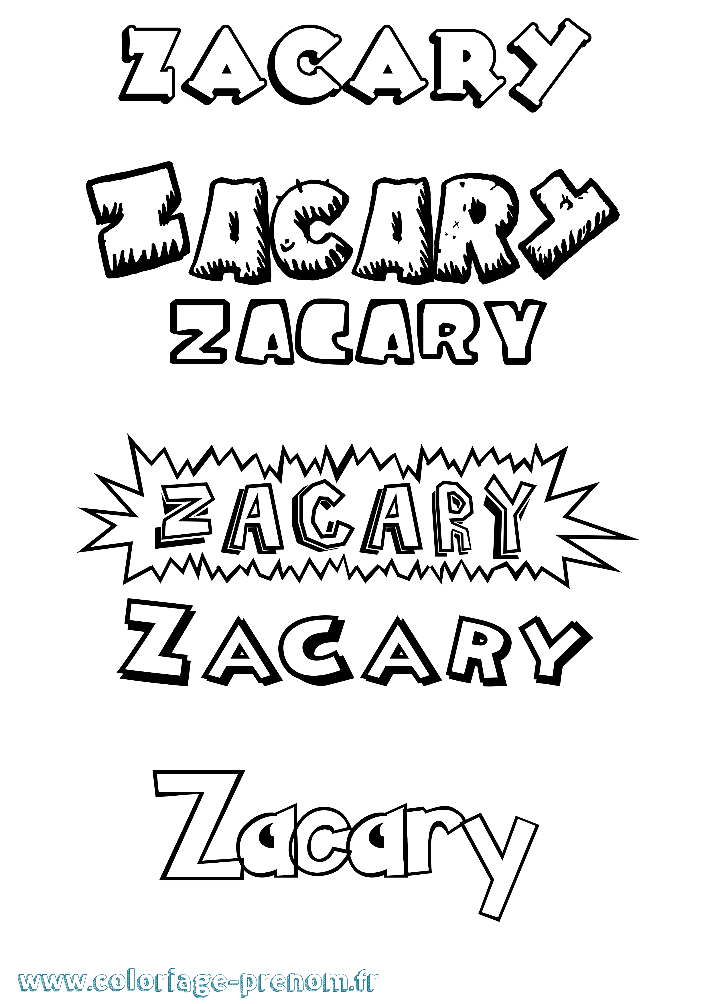Coloriage Zacary Dessin Animé Coloriage prénom Zacary Dessin Animé