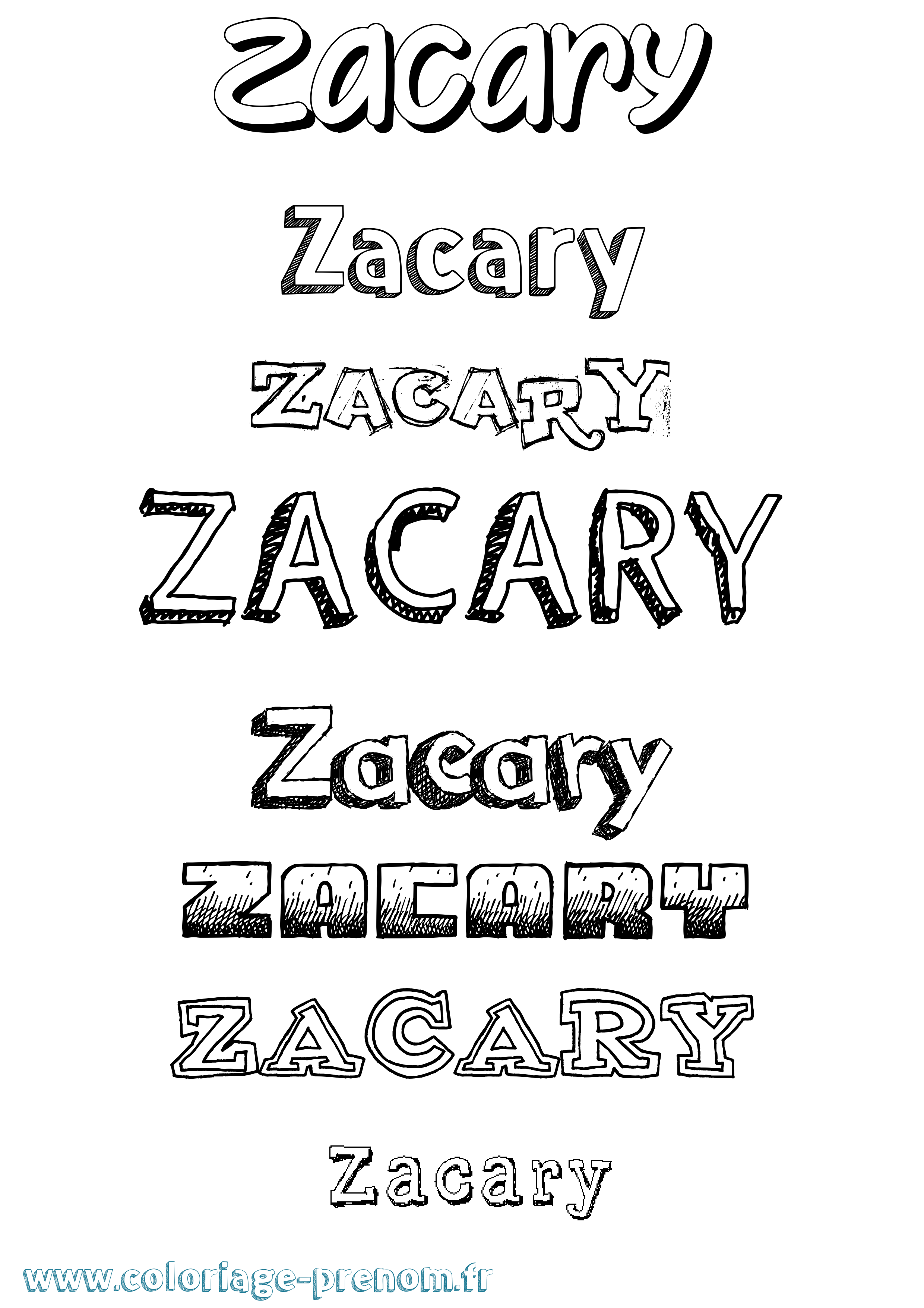Coloriage Zacary Dessiné Coloriage prénom Zacary Dessiné