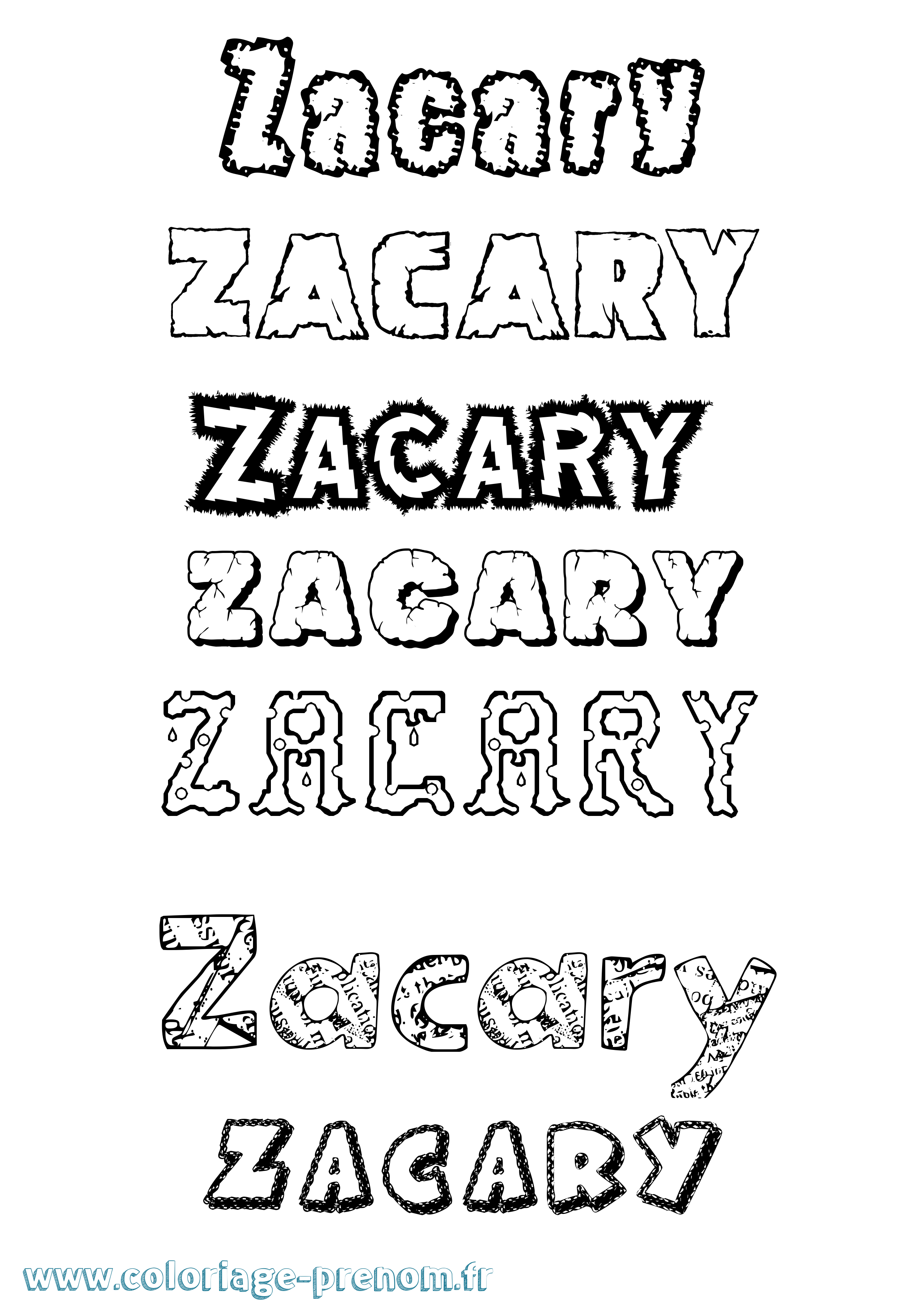 Coloriage Zacary Destructuré Coloriage prénom Zacary Destructuré