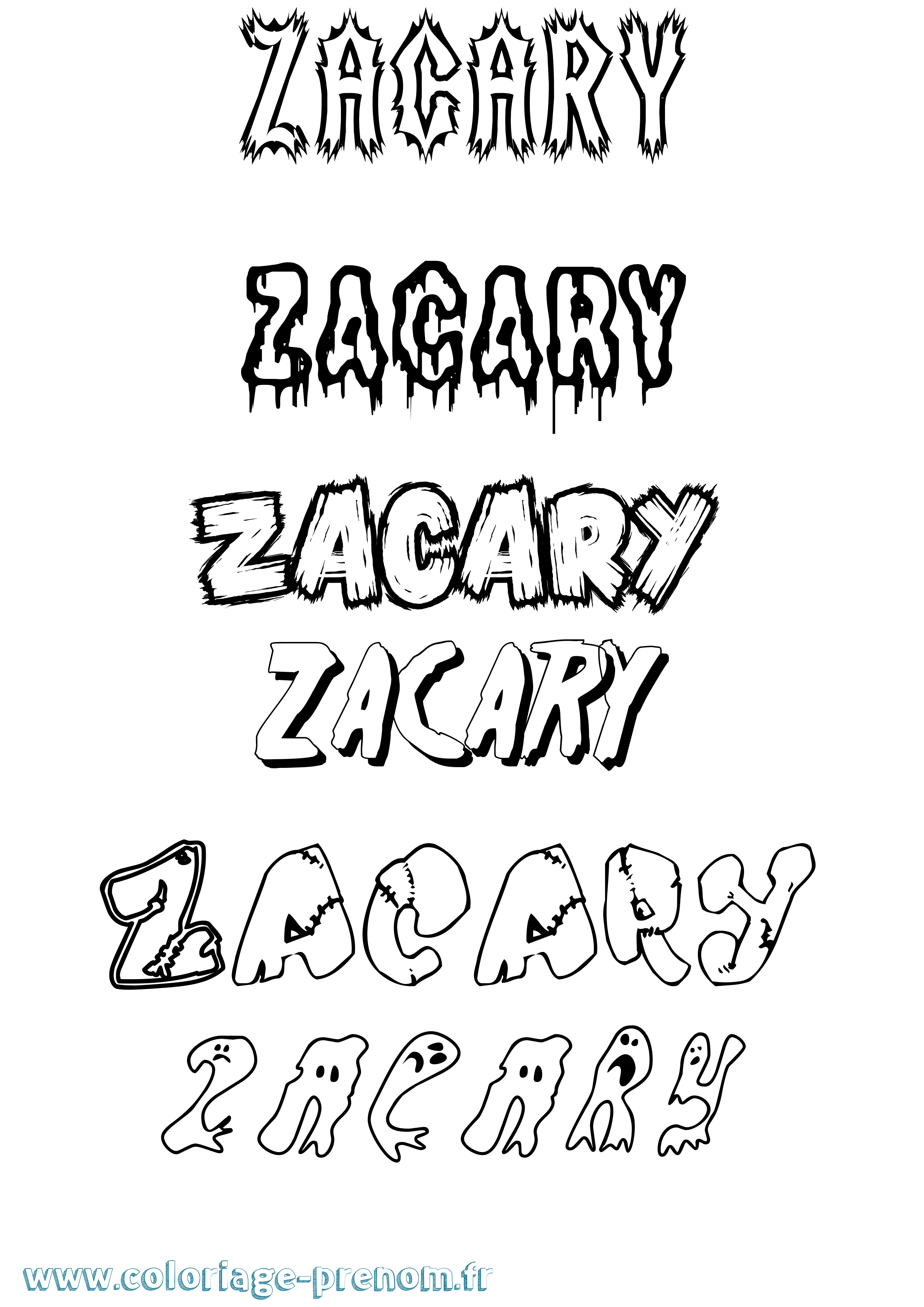 Coloriage Zacary Frisson Coloriage prénom Zacary Frisson