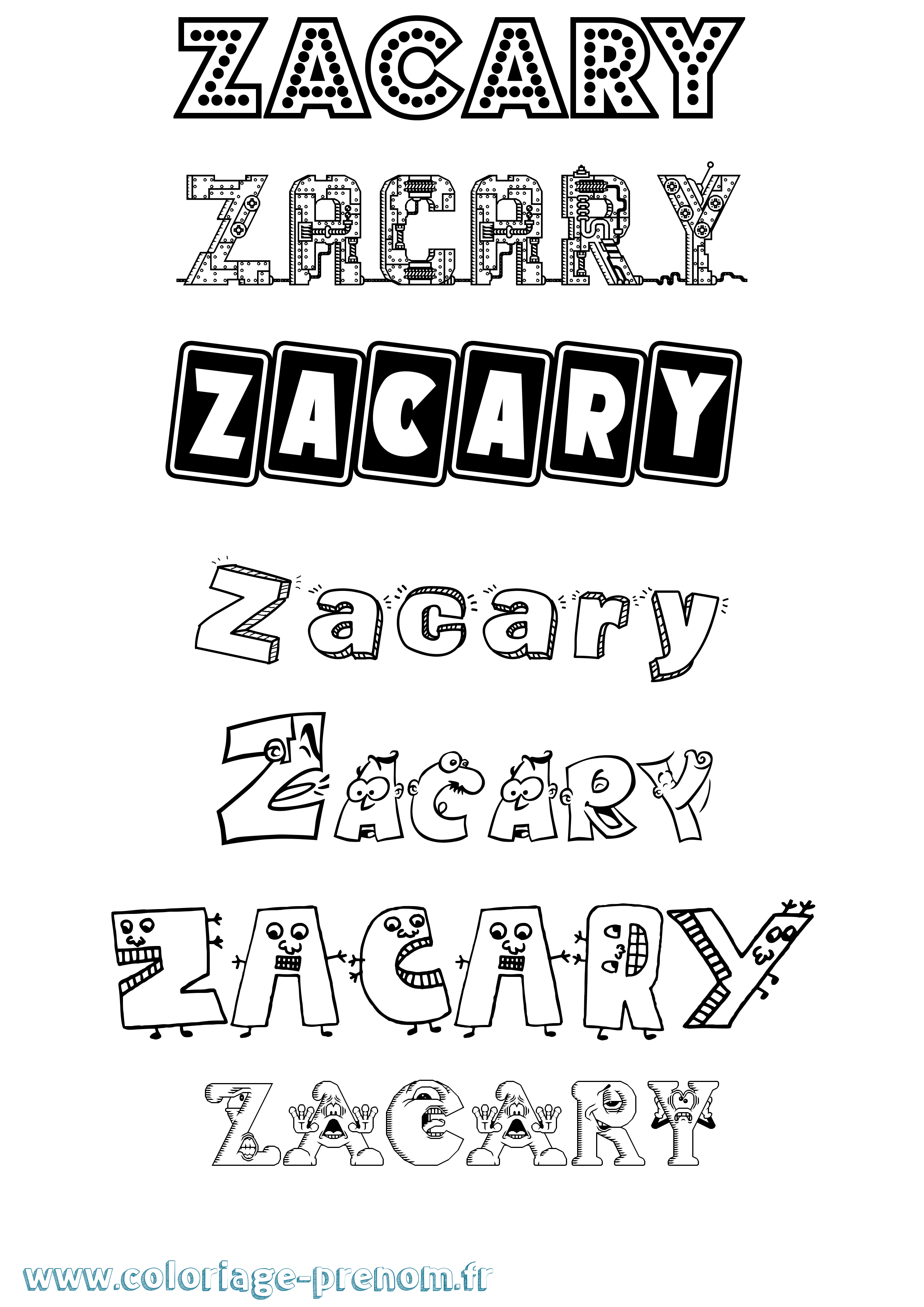 Coloriage Zacary Fun Coloriage prénom Zacary Fun
