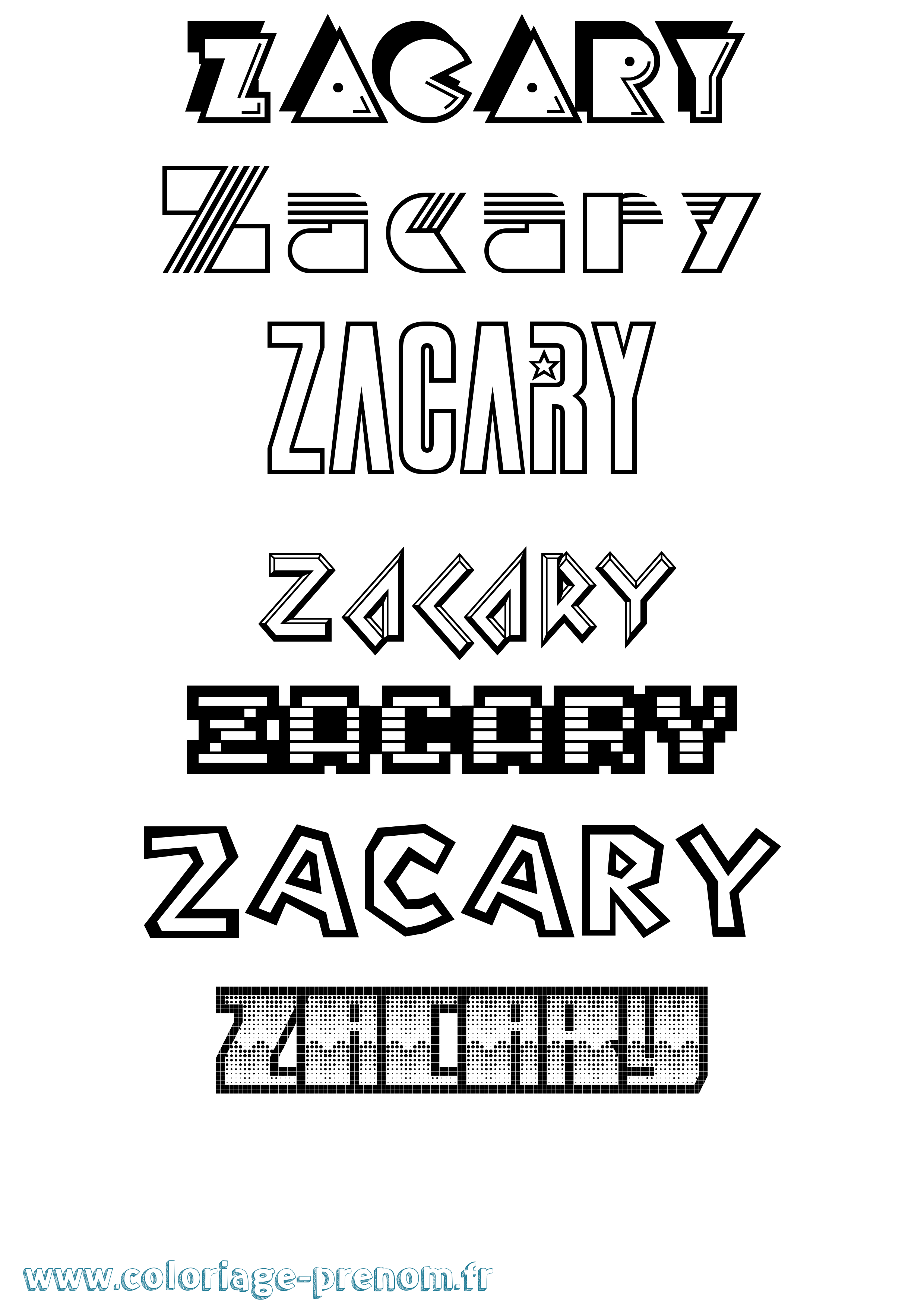 Coloriage Zacary Jeux Vidéos Coloriage prénom Zacary Jeux Vidéos