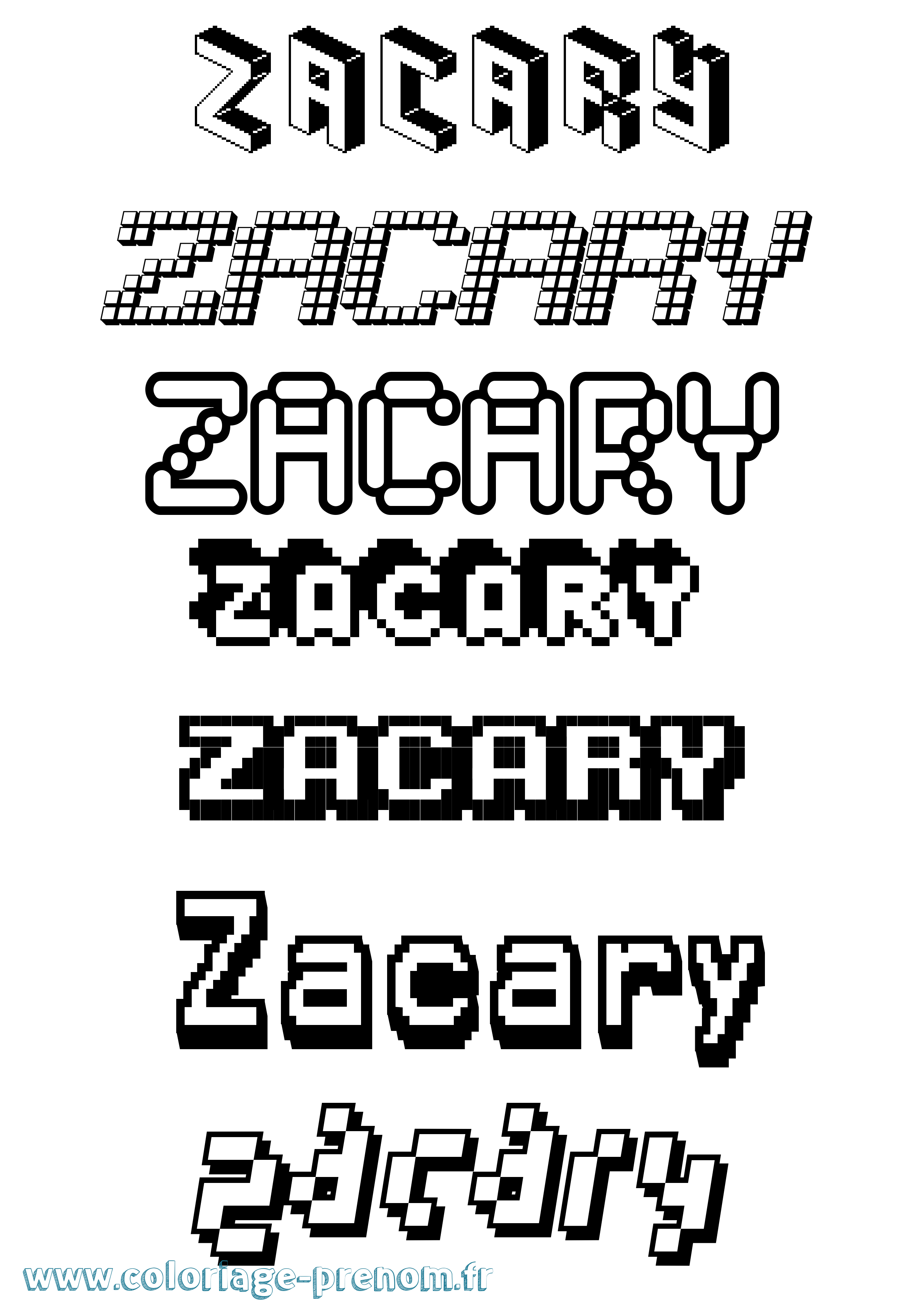 Coloriage Zacary Pixel Coloriage prénom Zacary Pixel