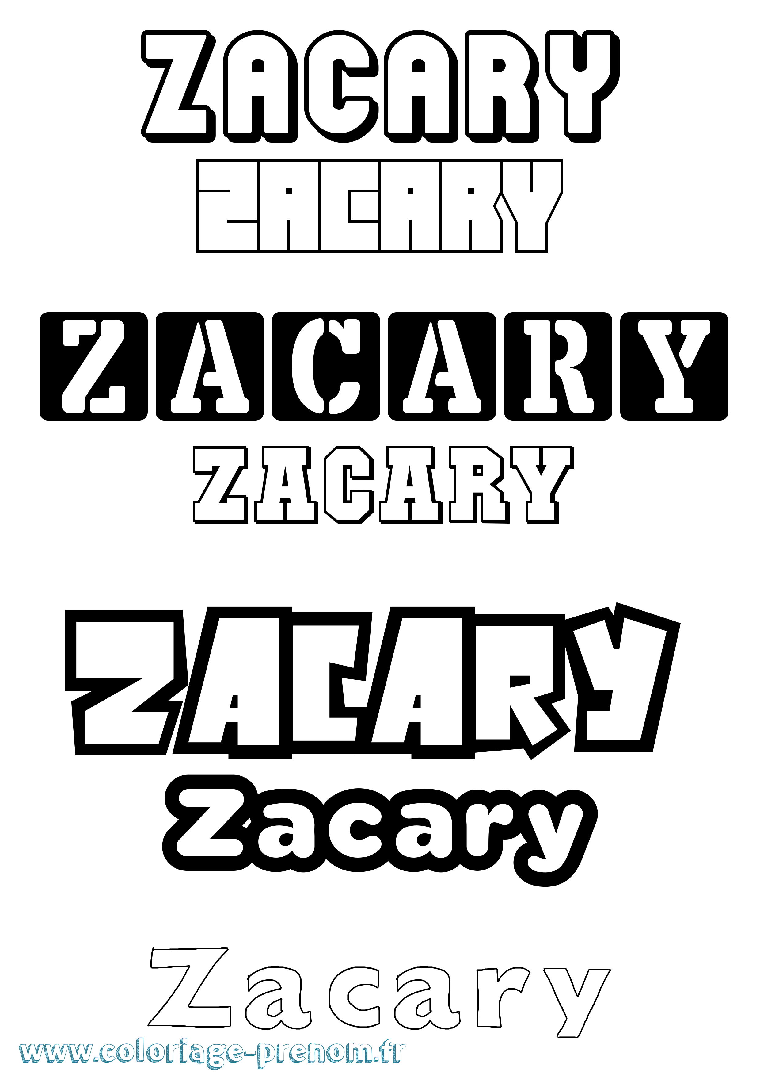 Coloriage Zacary Simple Coloriage prénom Zacary Simple