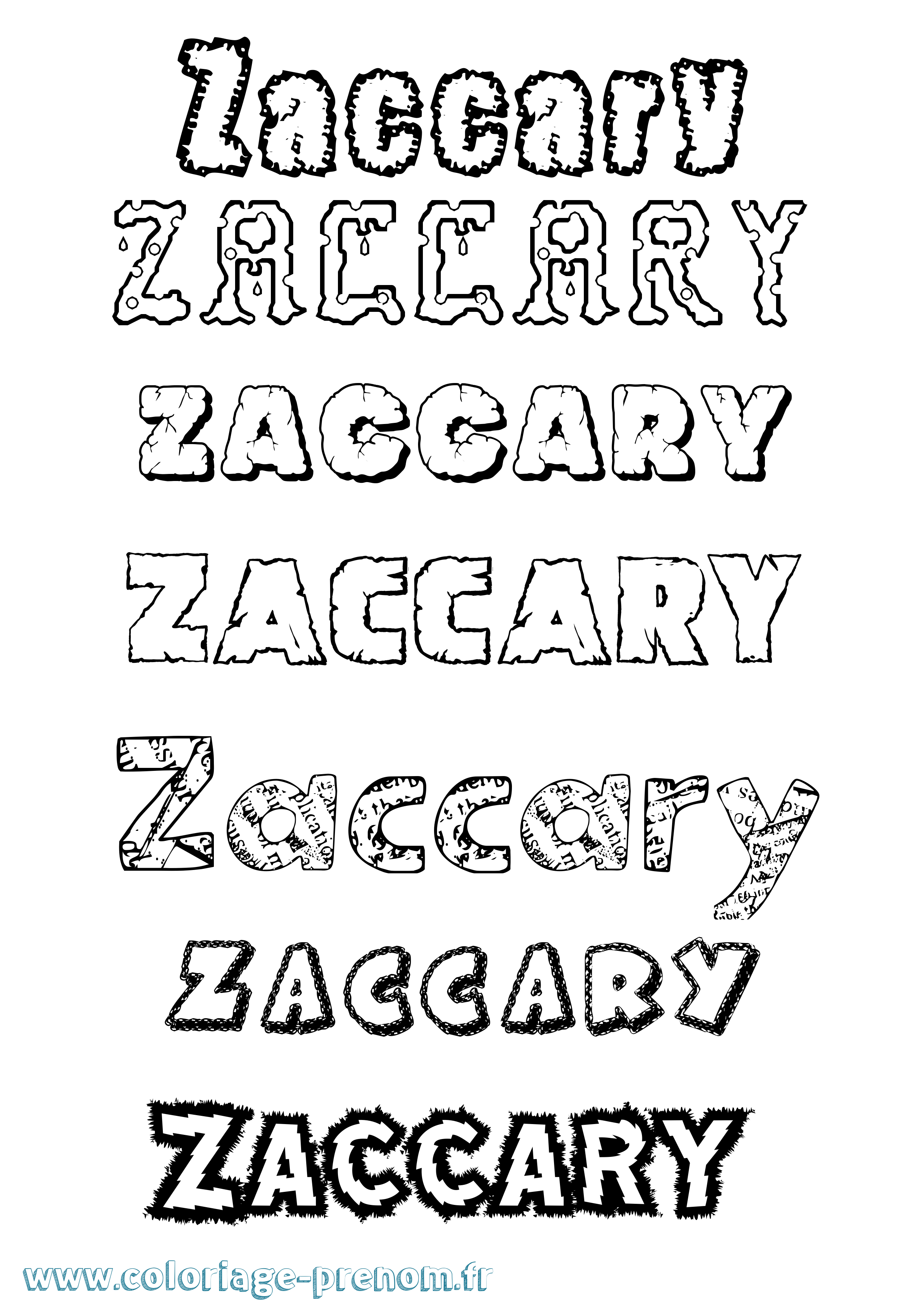 Coloriage Zaccary Destructuré Coloriage prénom Zaccary Destructuré