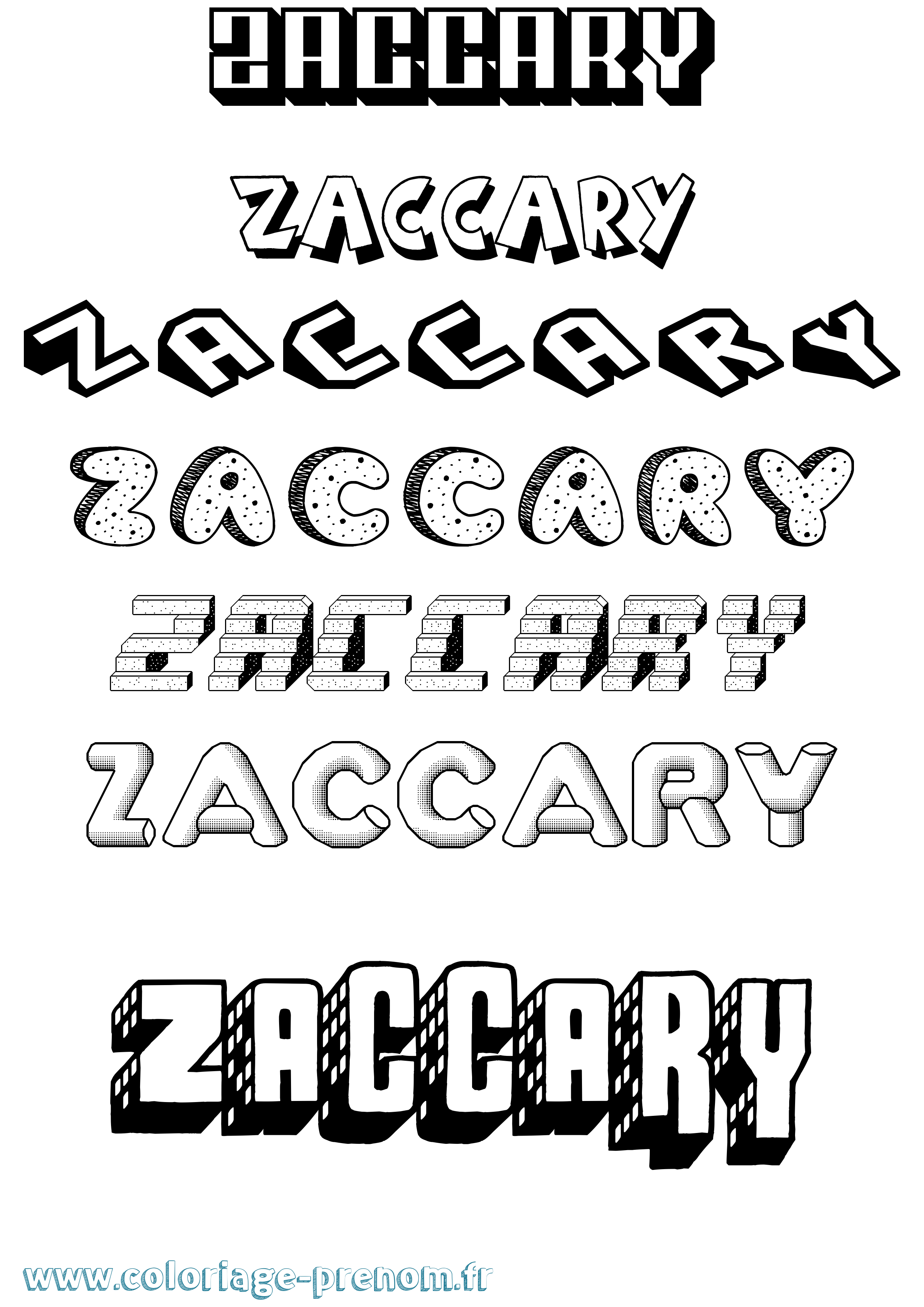 Coloriage Zaccary Effet 3D Coloriage prénom Zaccary Effet 3D