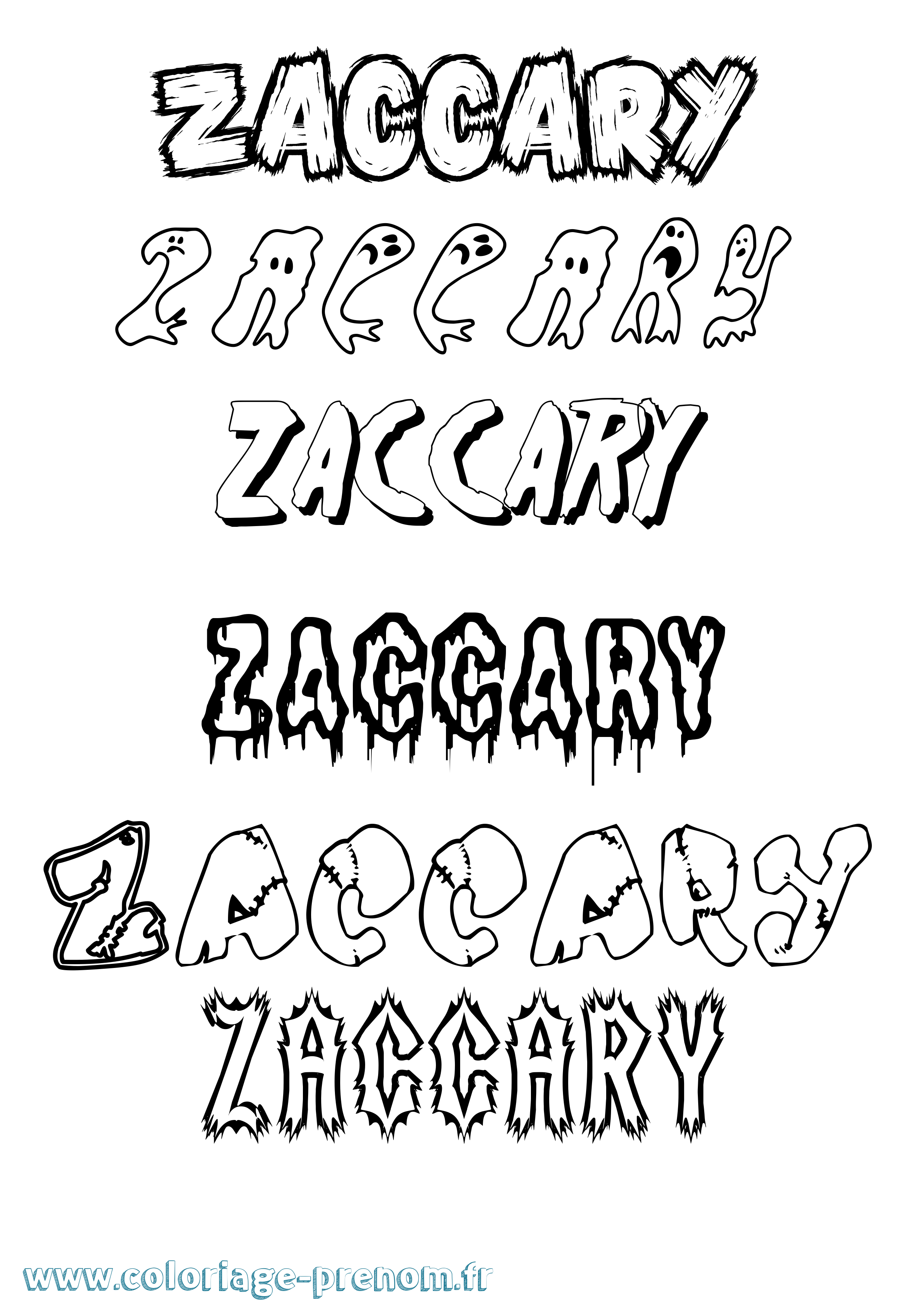 Coloriage Zaccary Frisson Coloriage prénom Zaccary Frisson