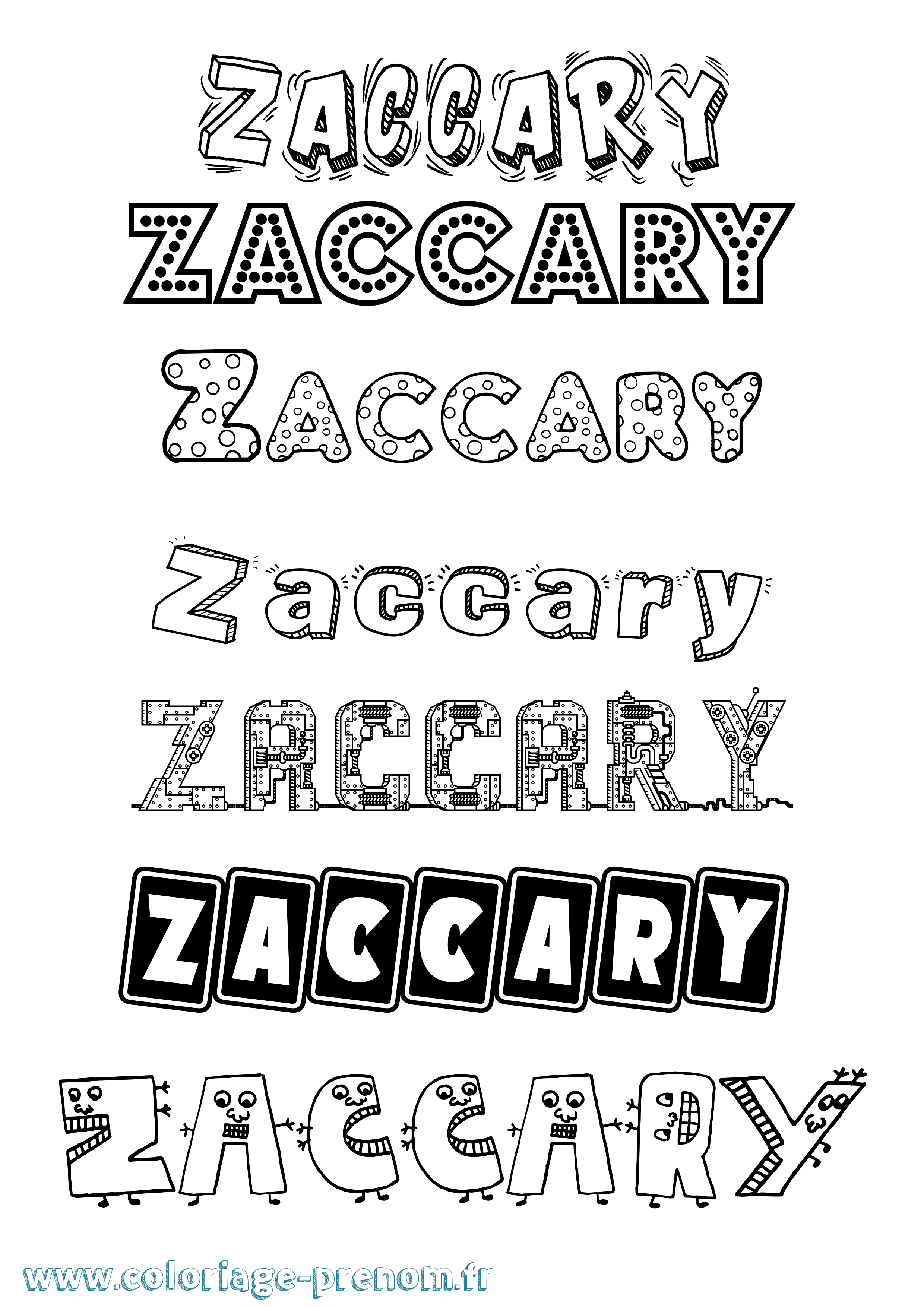 Coloriage Zaccary Fun Coloriage prénom Zaccary Fun