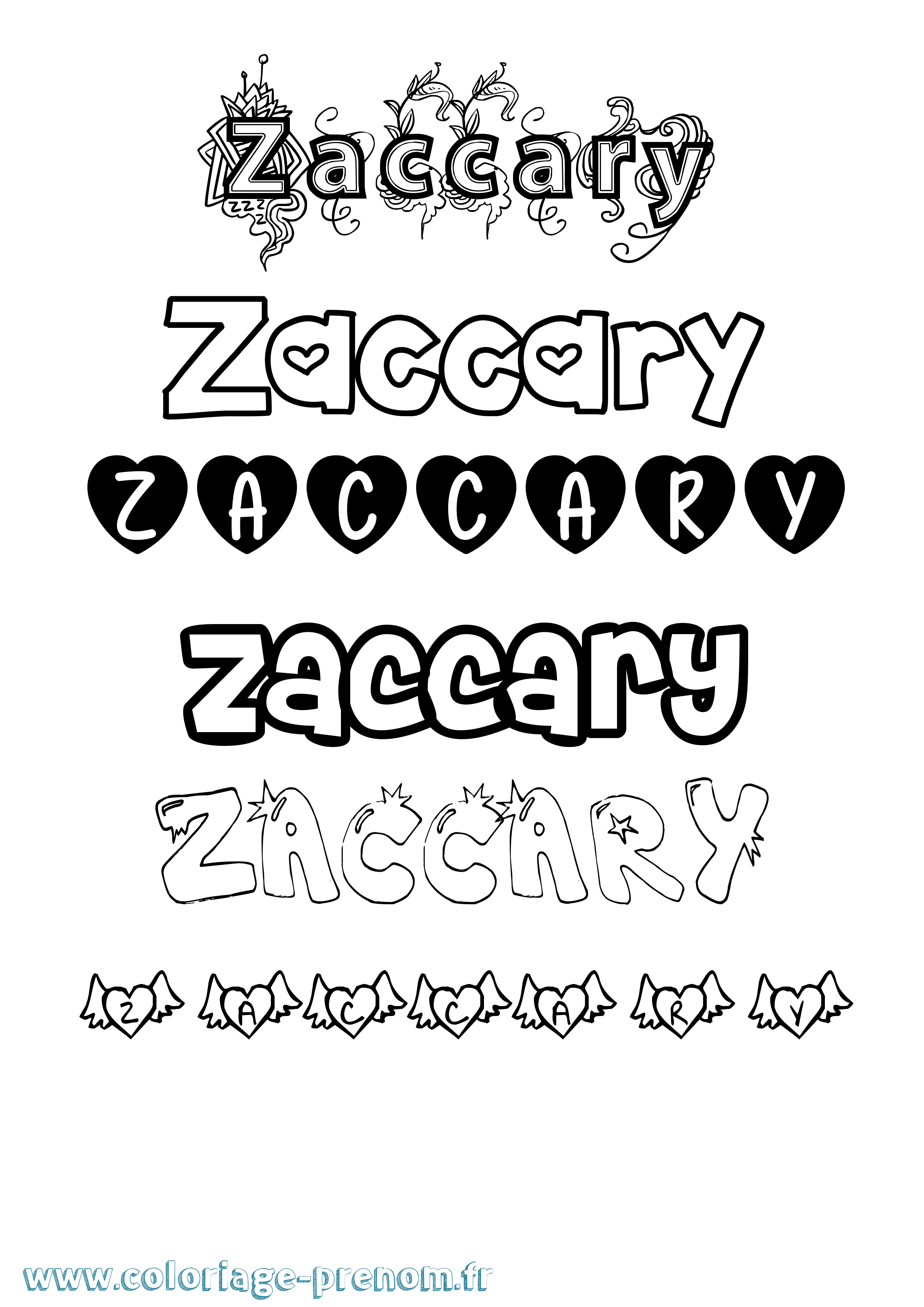Coloriage Zaccary Girly Coloriage prénom Zaccary Girly