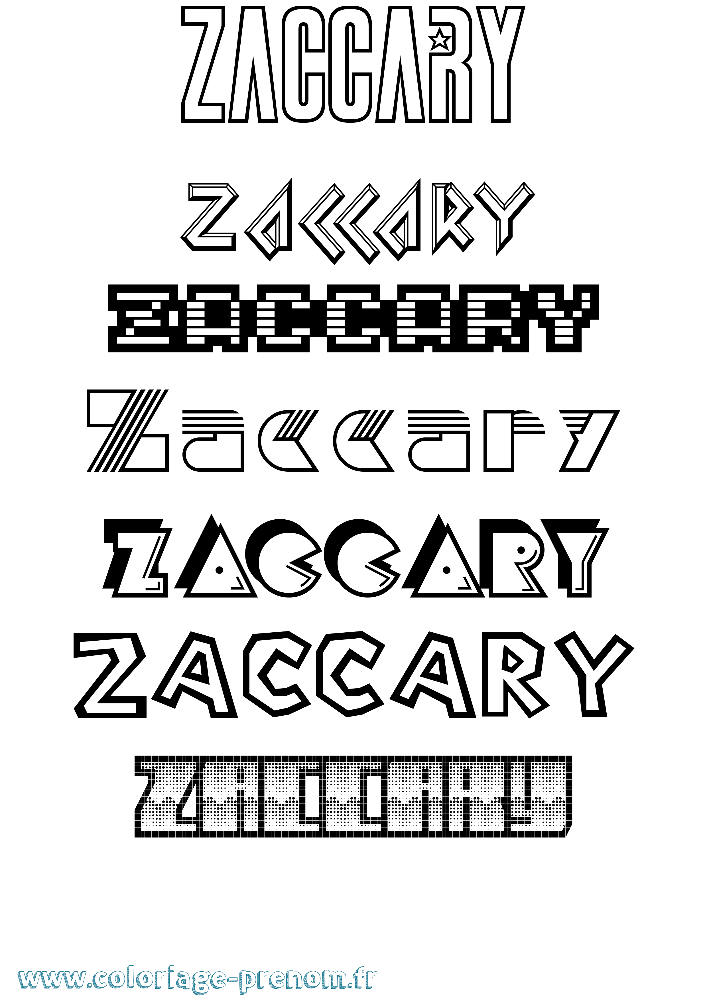 Coloriage Zaccary Jeux Vidéos Coloriage prénom Zaccary Jeux Vidéos