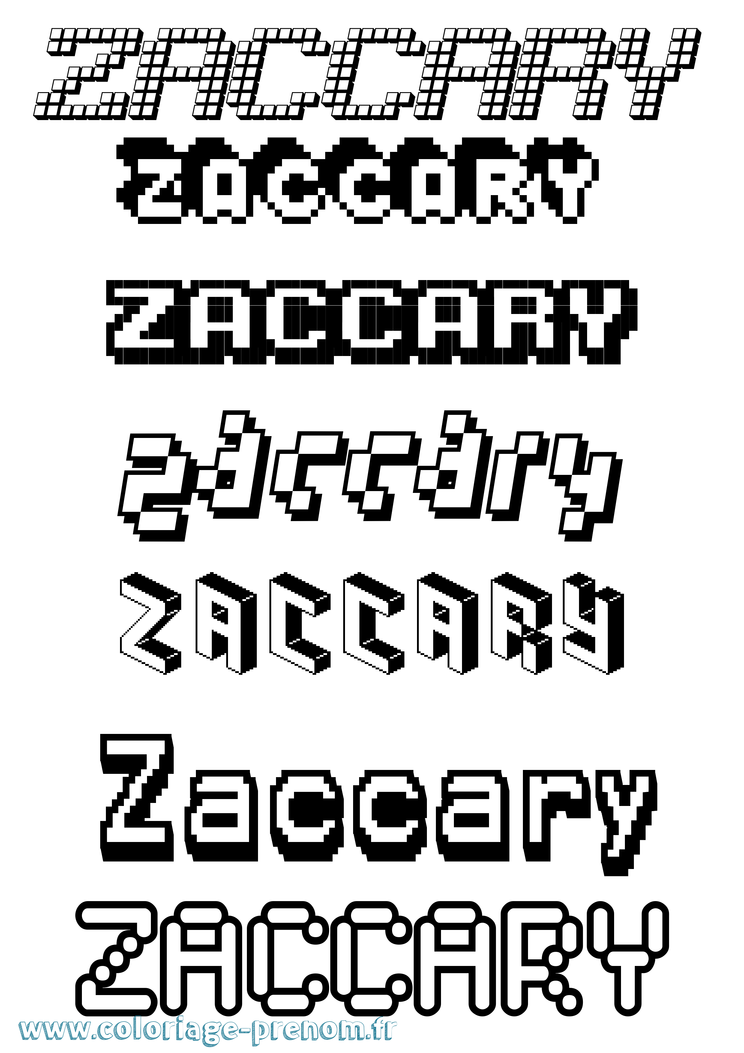Coloriage Zaccary Pixel Coloriage prénom Zaccary Pixel