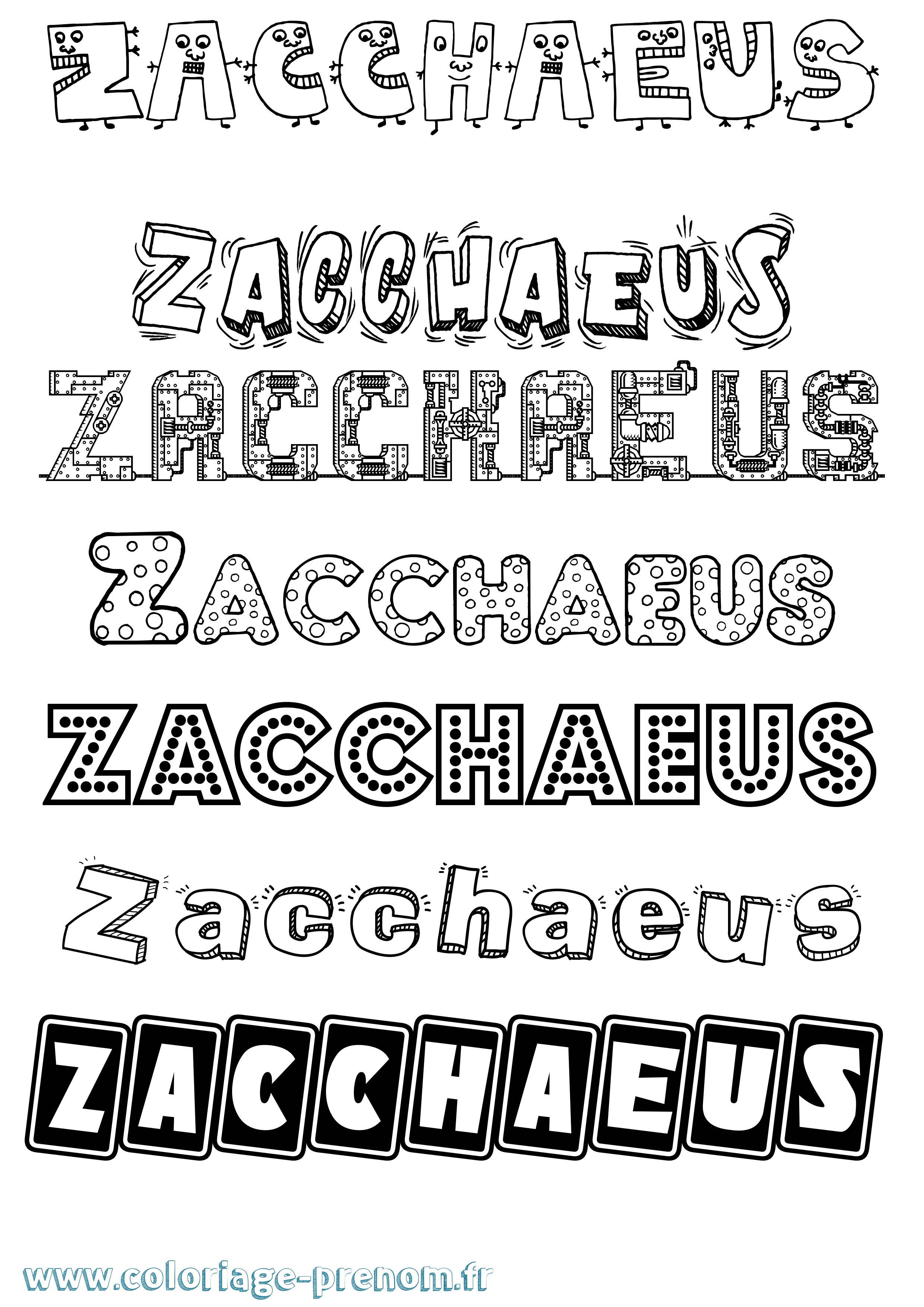 Coloriage Zacchaeus Fun Coloriage prénom Zacchaeus Fun