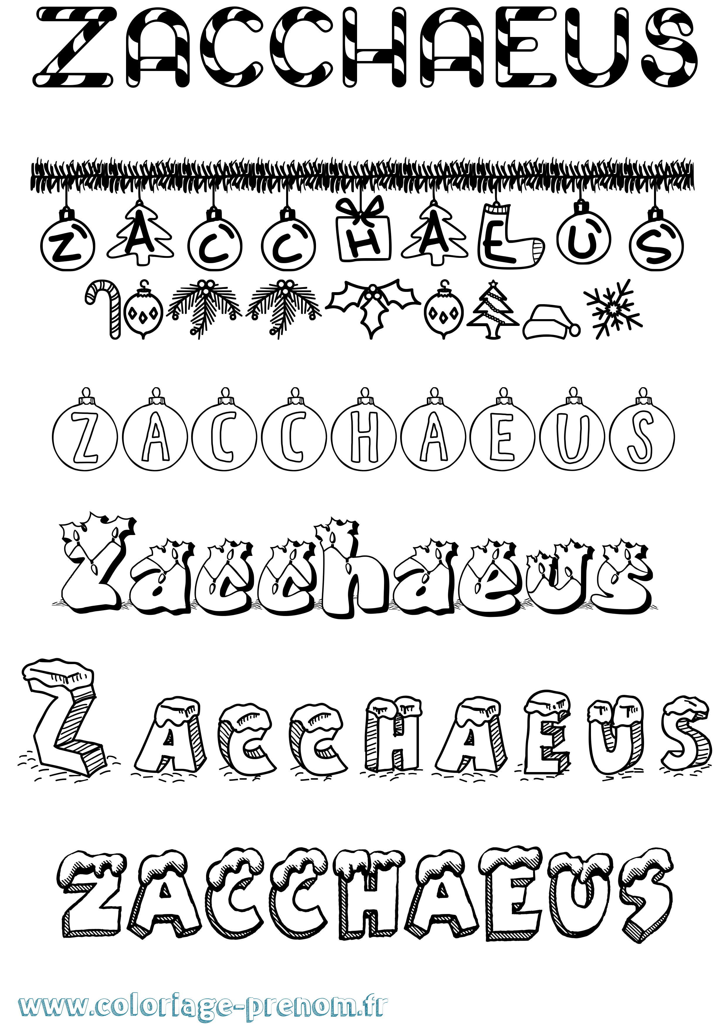 Coloriage Zacchaeus Noël Coloriage prénom Zacchaeus Noël