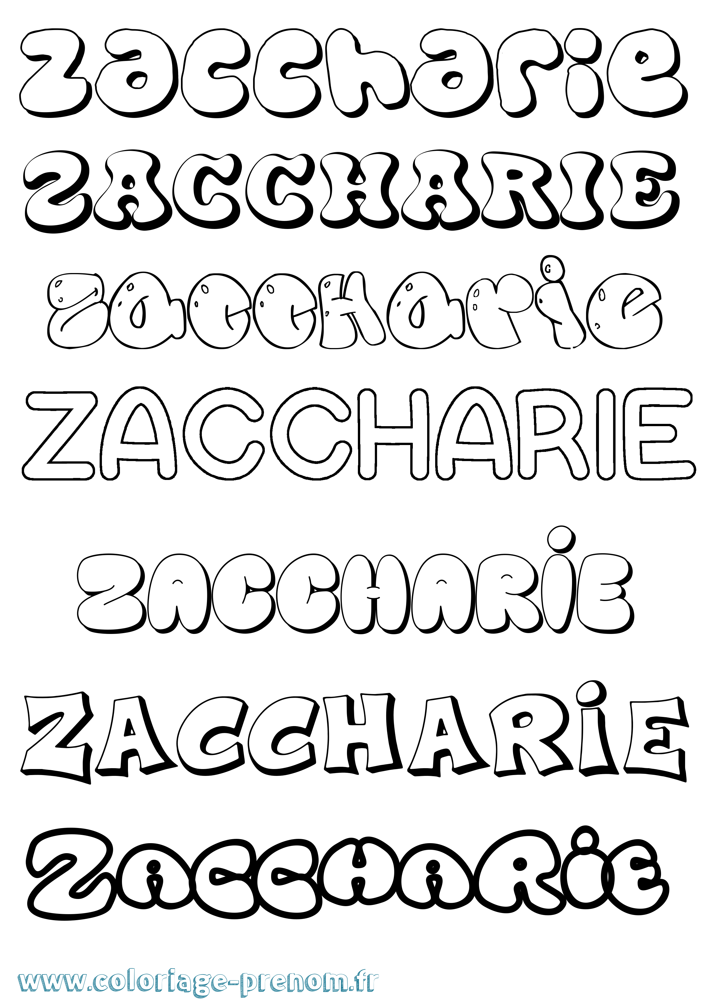 Coloriage Zaccharie Bubble Coloriage prénom Zaccharie Bubble