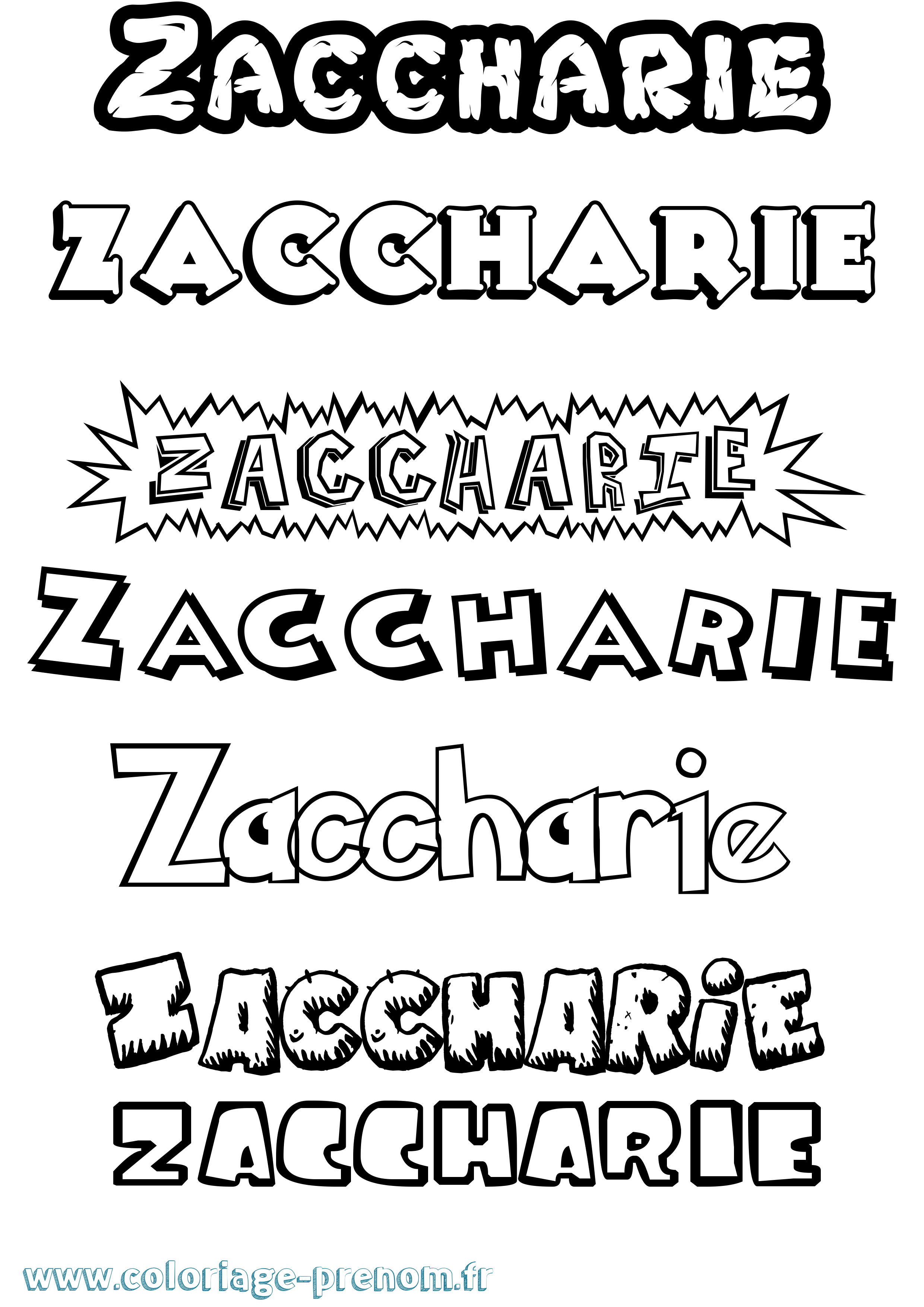 Coloriage Zaccharie Dessin Animé Coloriage prénom Zaccharie Dessin Animé