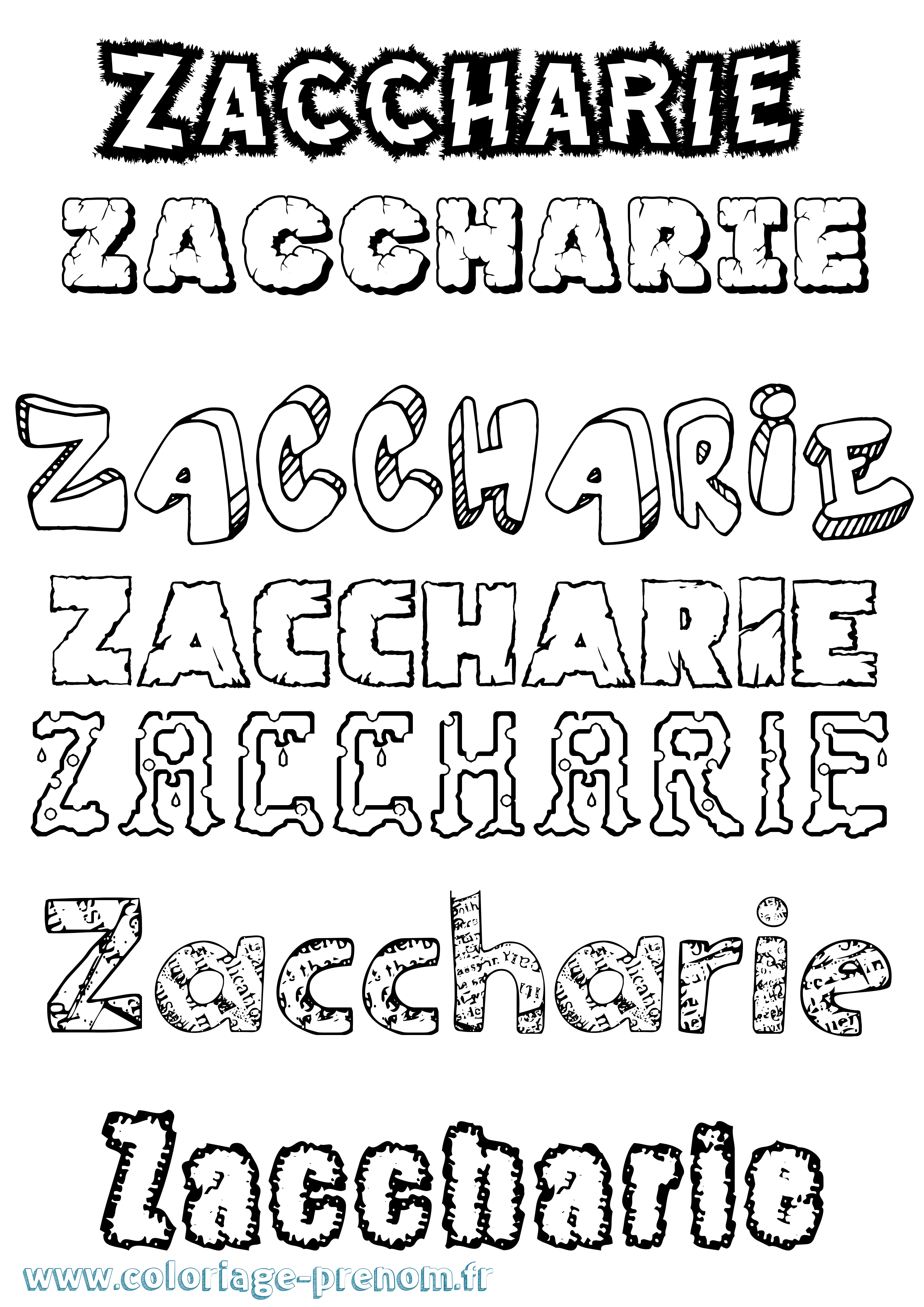 Coloriage Zaccharie Destructuré Coloriage prénom Zaccharie Destructuré