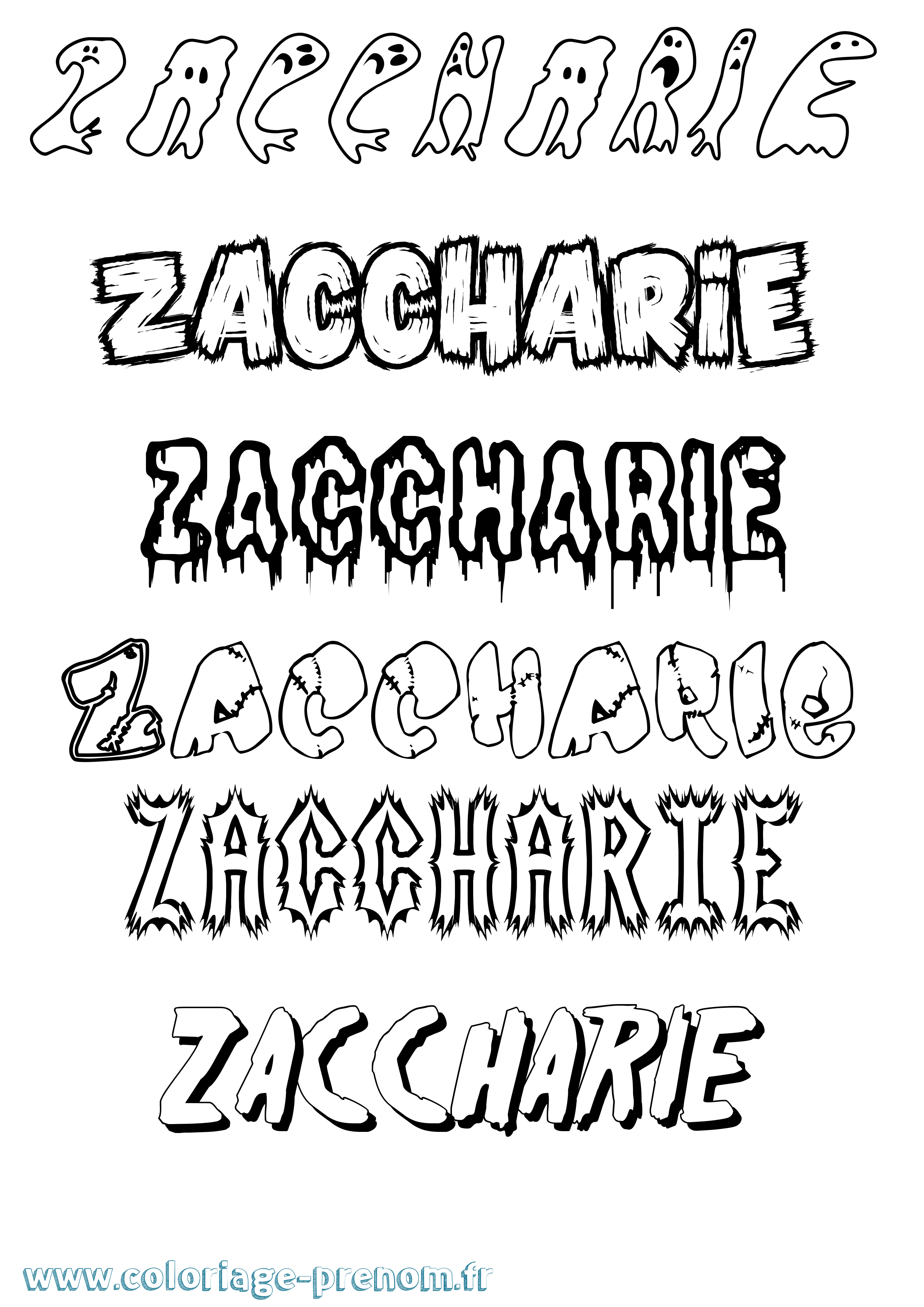 Coloriage Zaccharie Frisson Coloriage prénom Zaccharie Frisson
