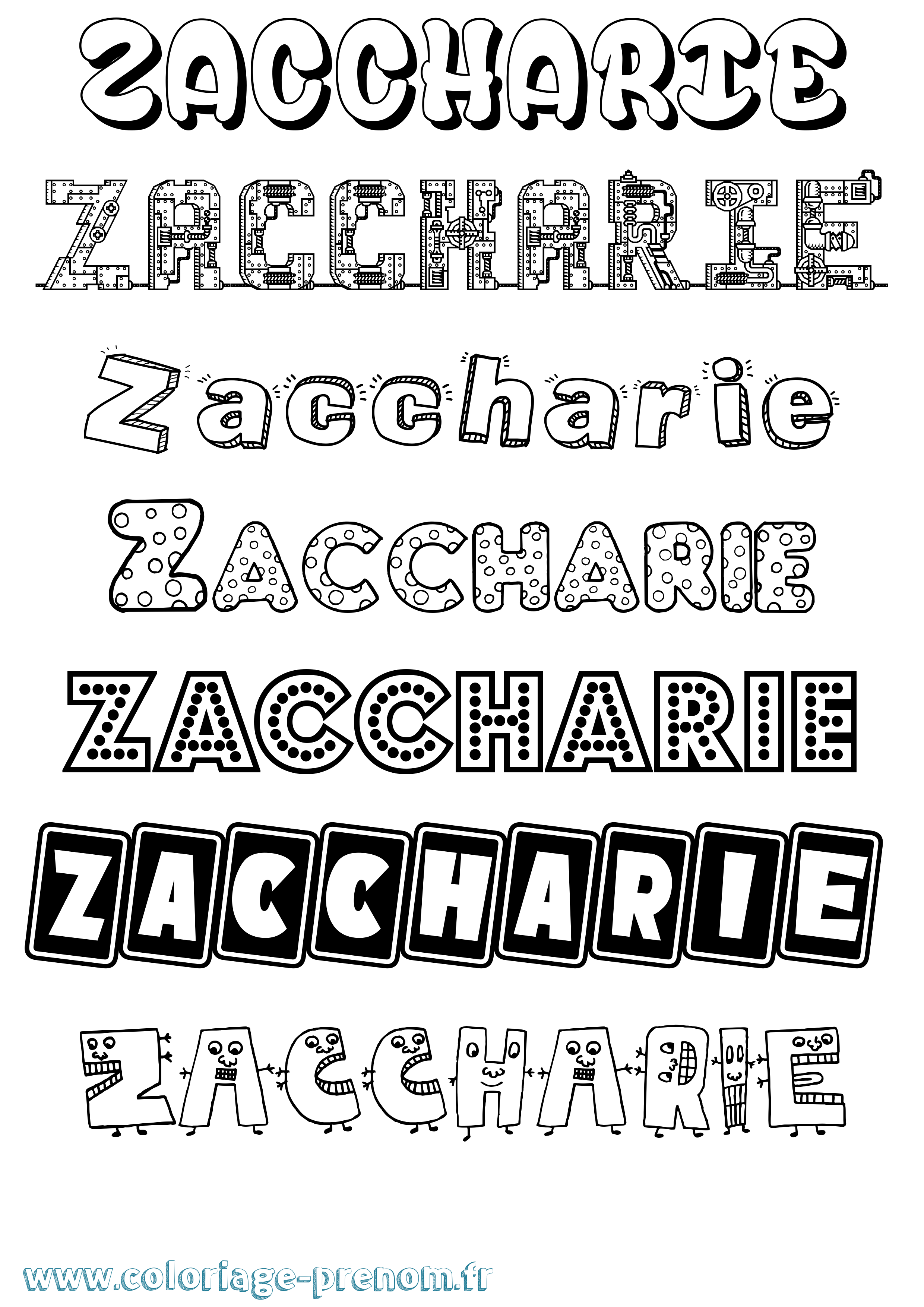 Coloriage Zaccharie Fun Coloriage prénom Zaccharie Fun