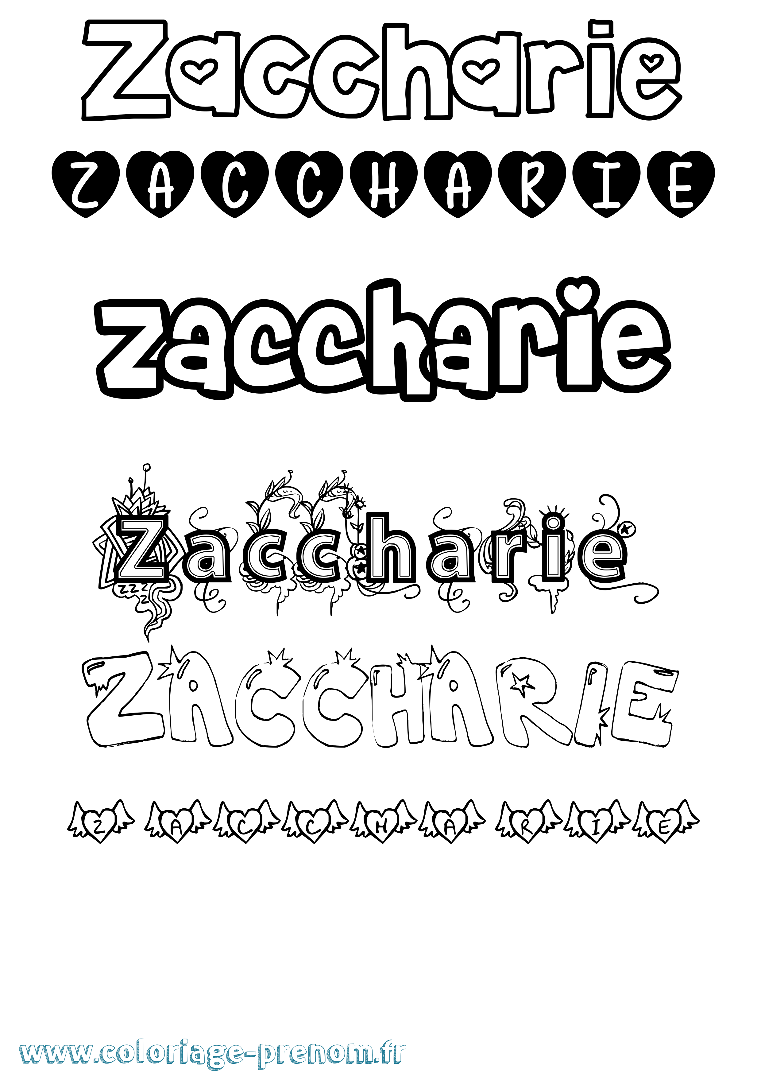 Coloriage Zaccharie Girly Coloriage prénom Zaccharie Girly