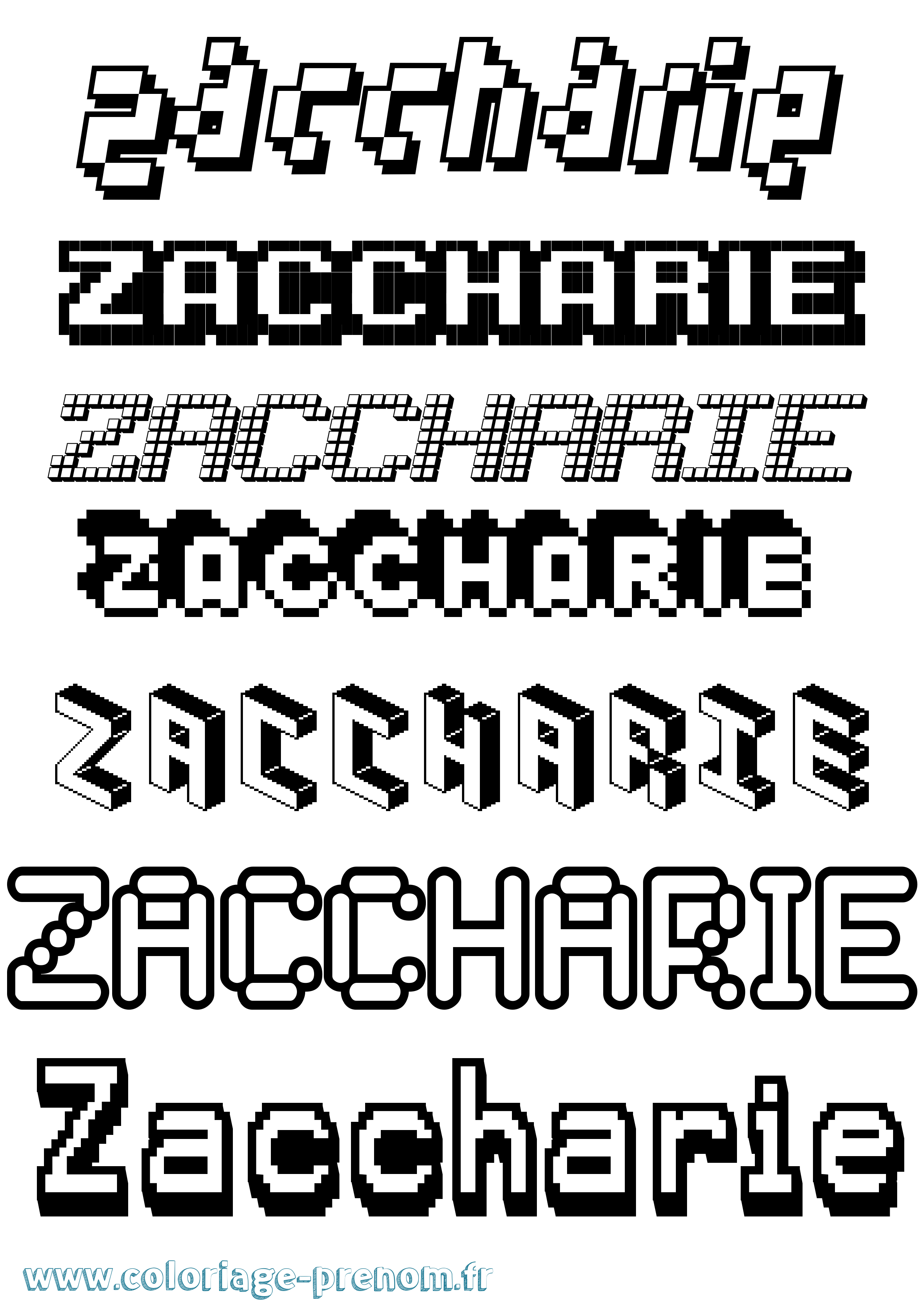 Coloriage Zaccharie Pixel Coloriage prénom Zaccharie Pixel