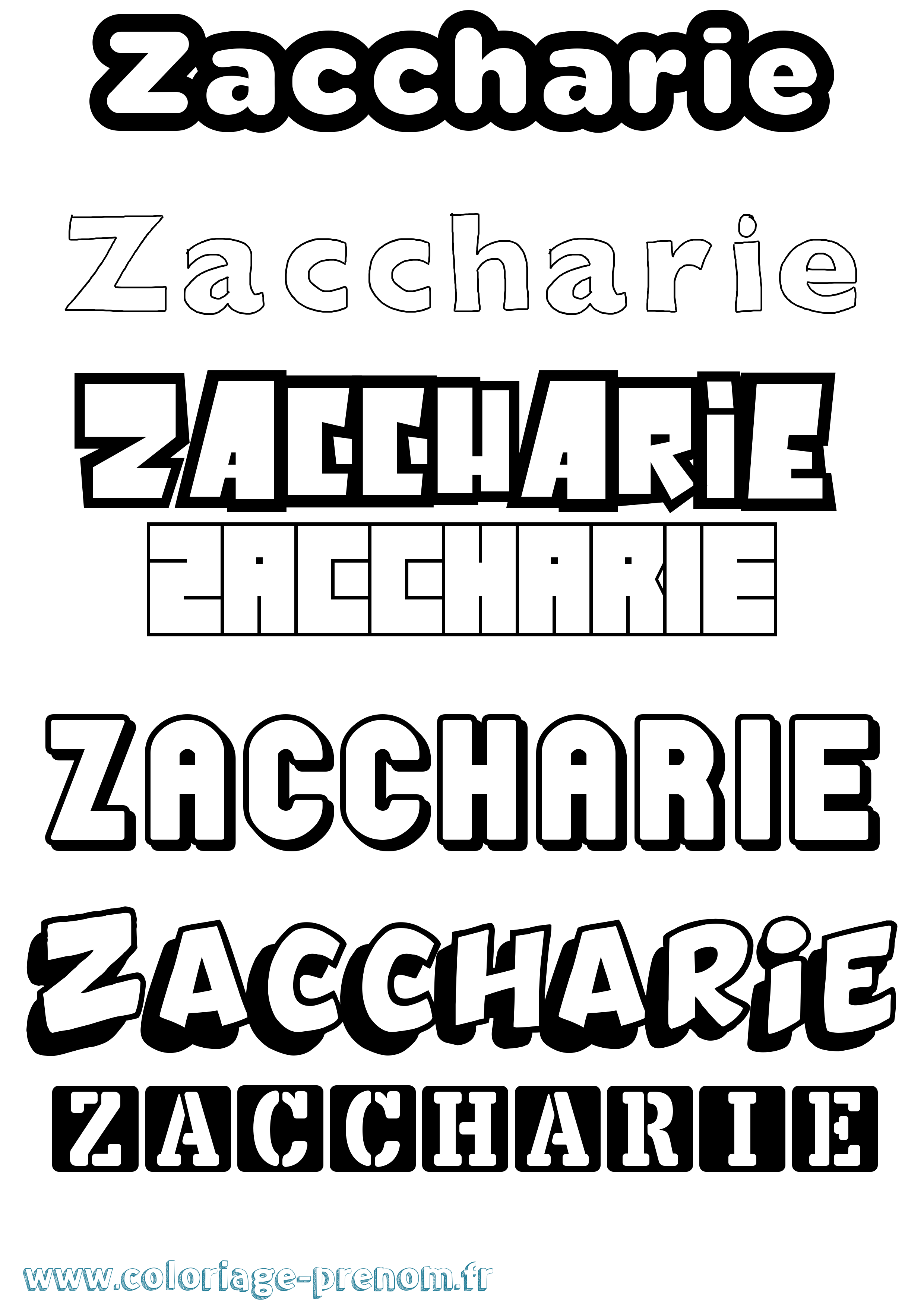 Coloriage Zaccharie Simple Coloriage prénom Zaccharie Simple