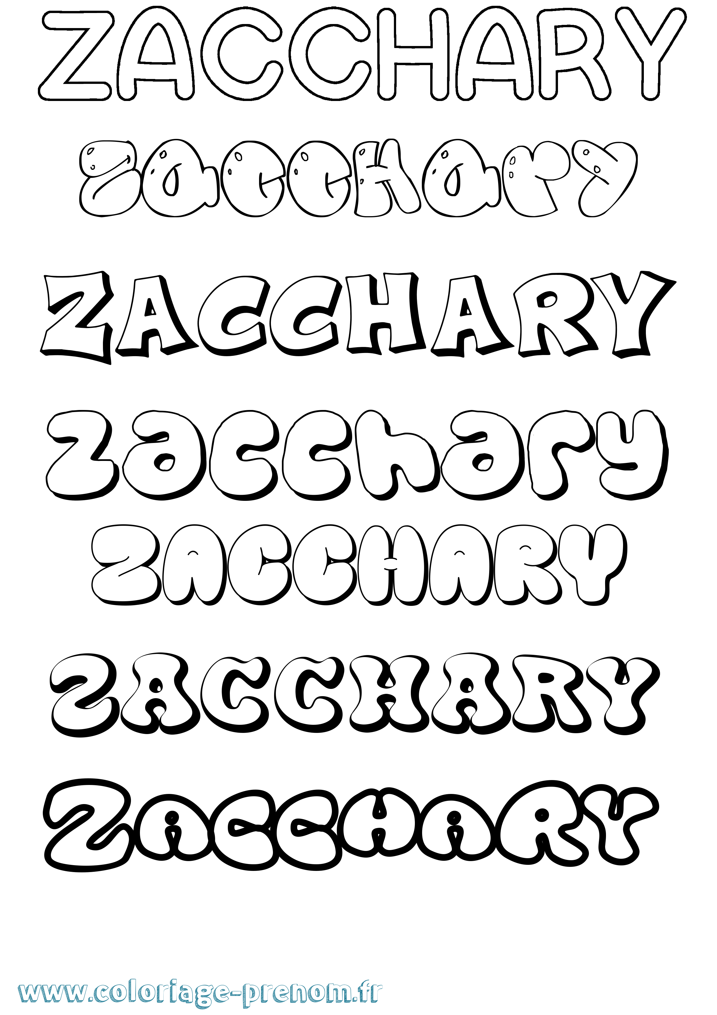 Coloriage Zacchary Bubble Coloriage prénom Zacchary Bubble
