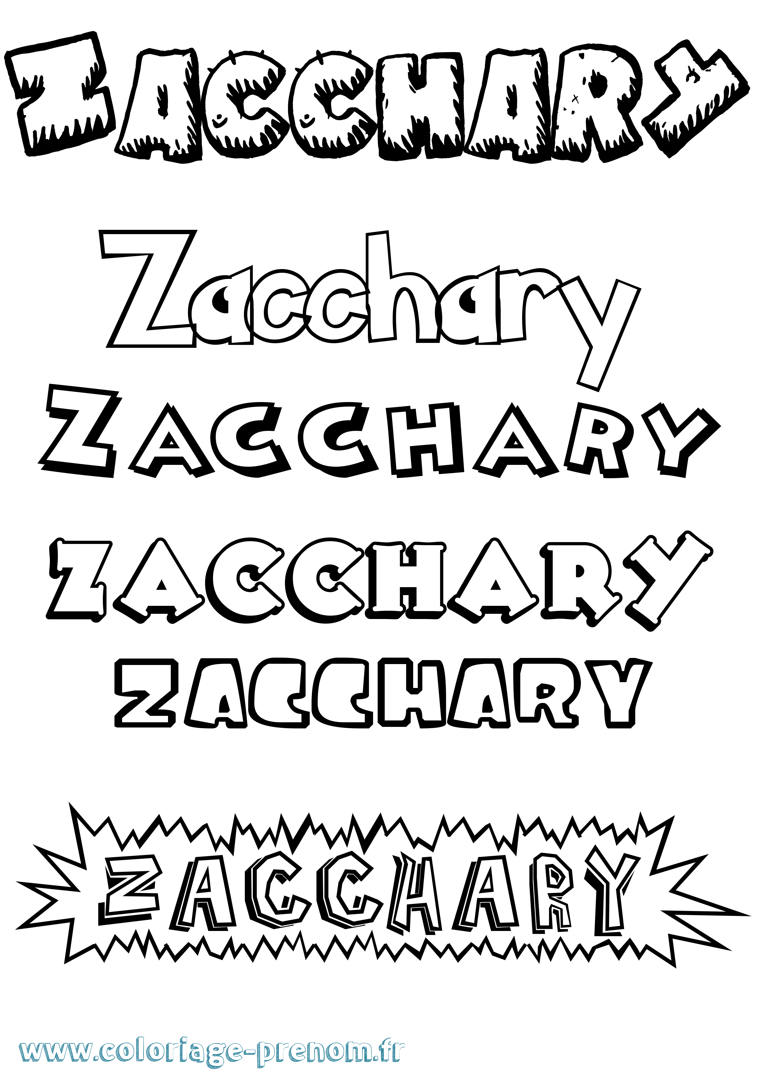 Coloriage Zacchary Dessin Animé Coloriage prénom Zacchary Dessin Animé