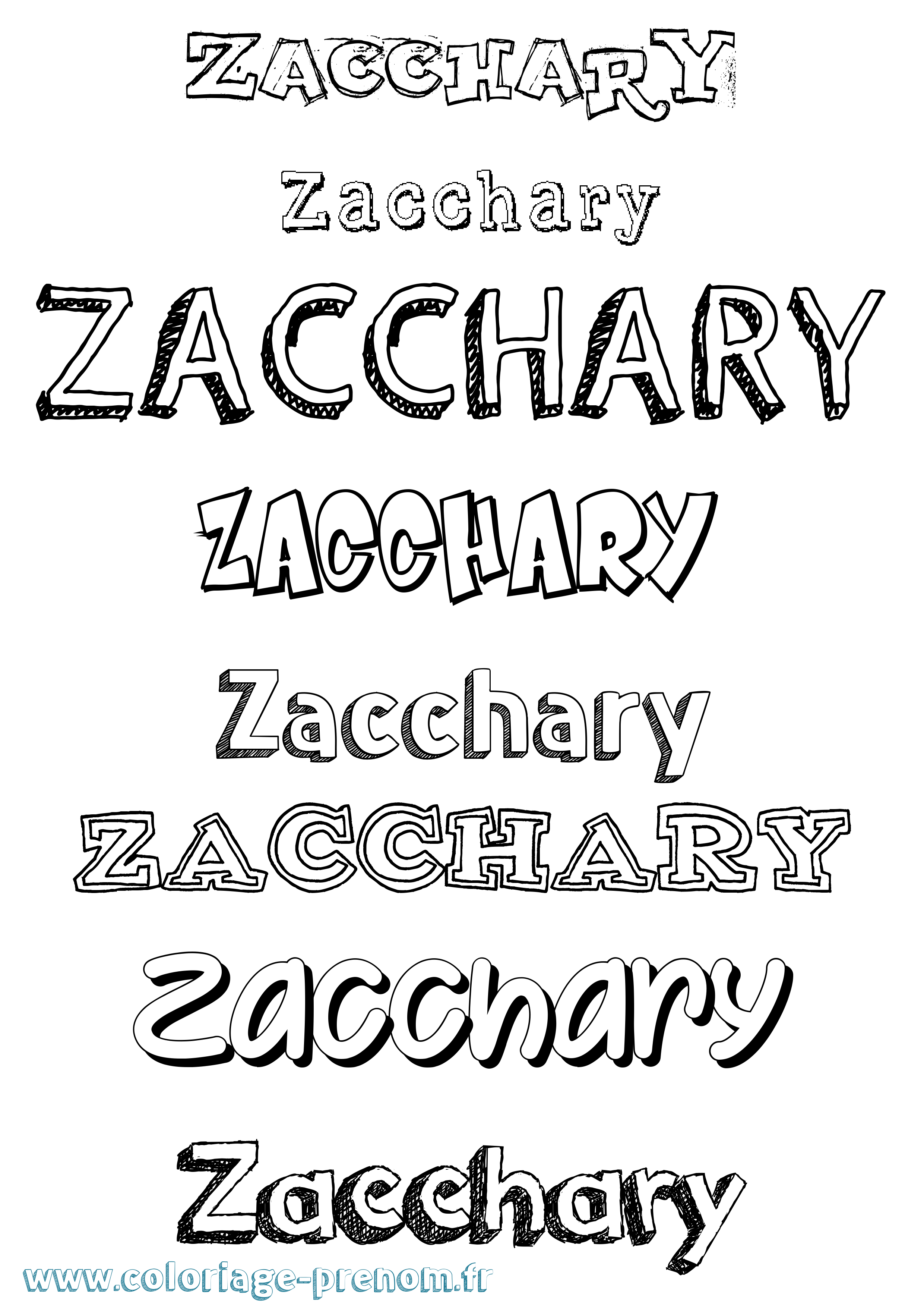 Coloriage Zacchary Dessiné Coloriage prénom Zacchary Dessiné