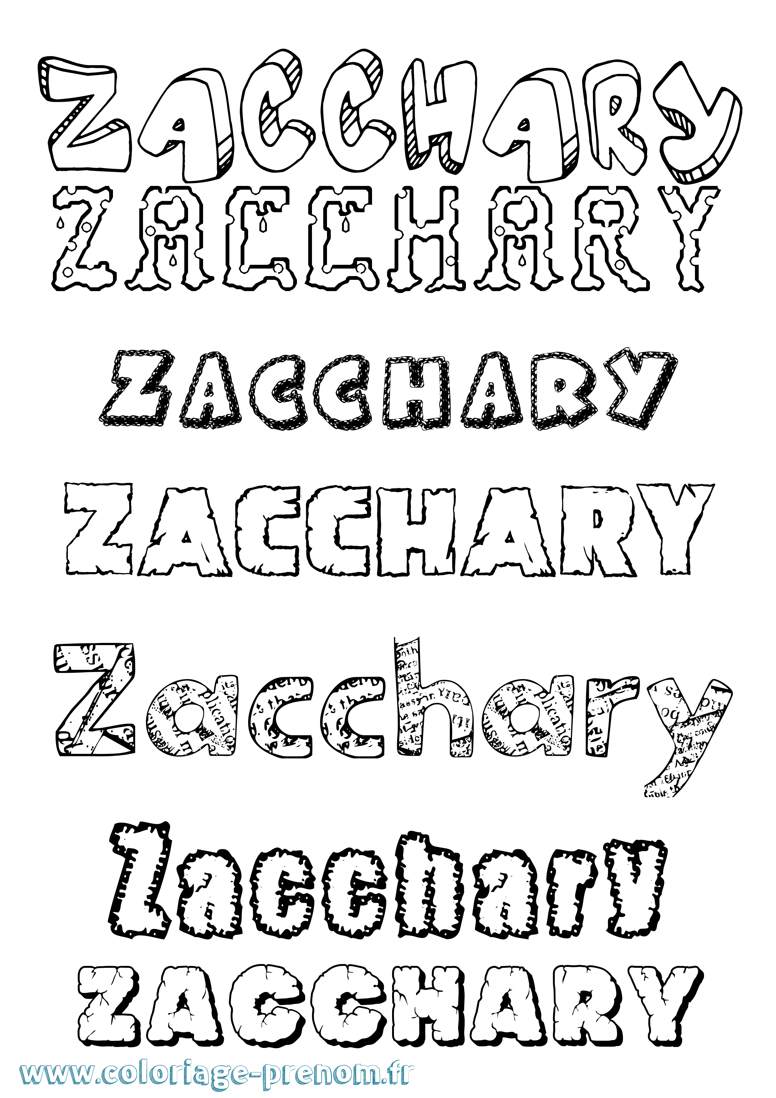 Coloriage Zacchary Destructuré Coloriage prénom Zacchary Destructuré