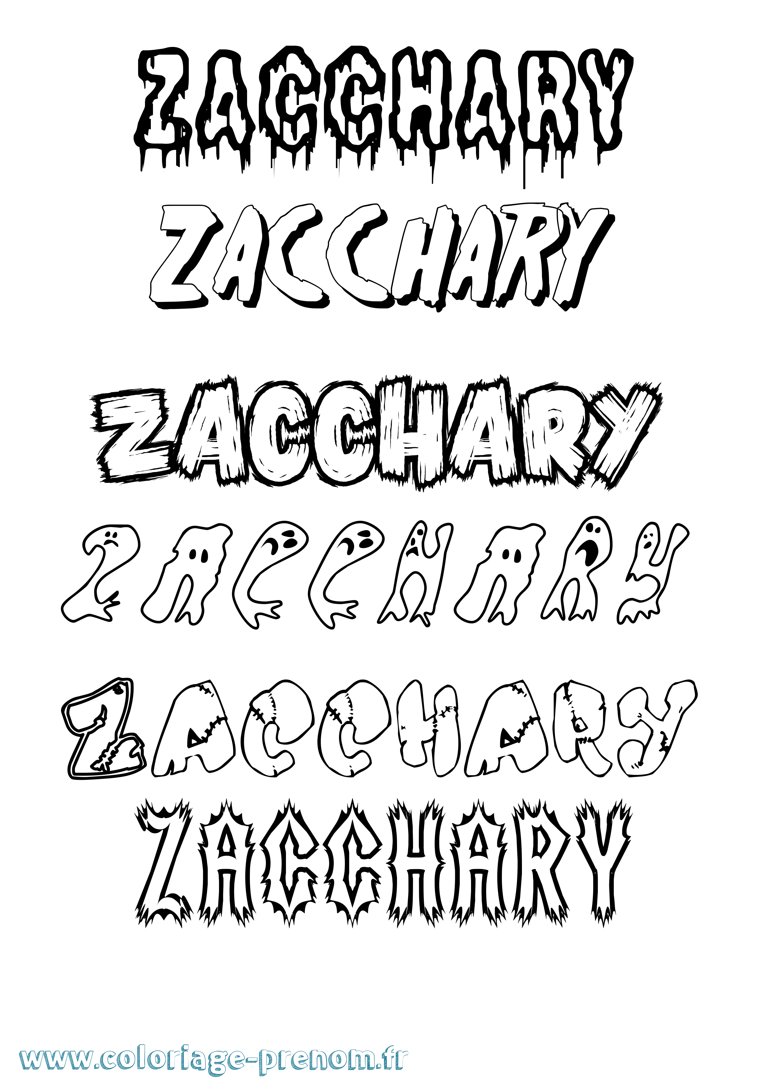Coloriage Zacchary Frisson Coloriage prénom Zacchary Frisson