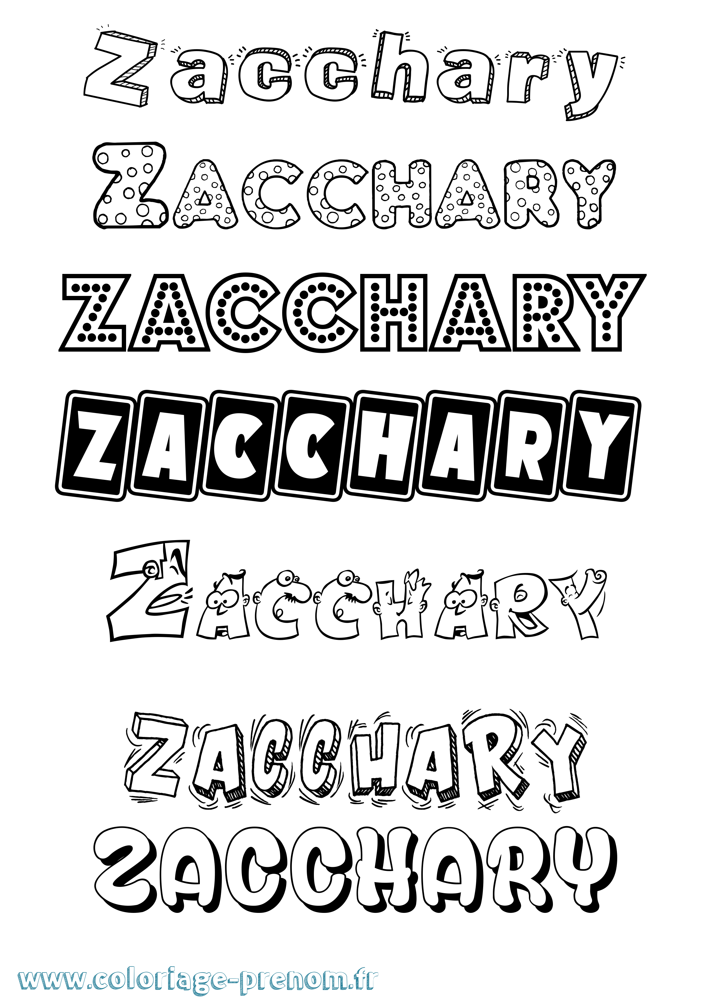 Coloriage Zacchary Fun Coloriage prénom Zacchary Fun