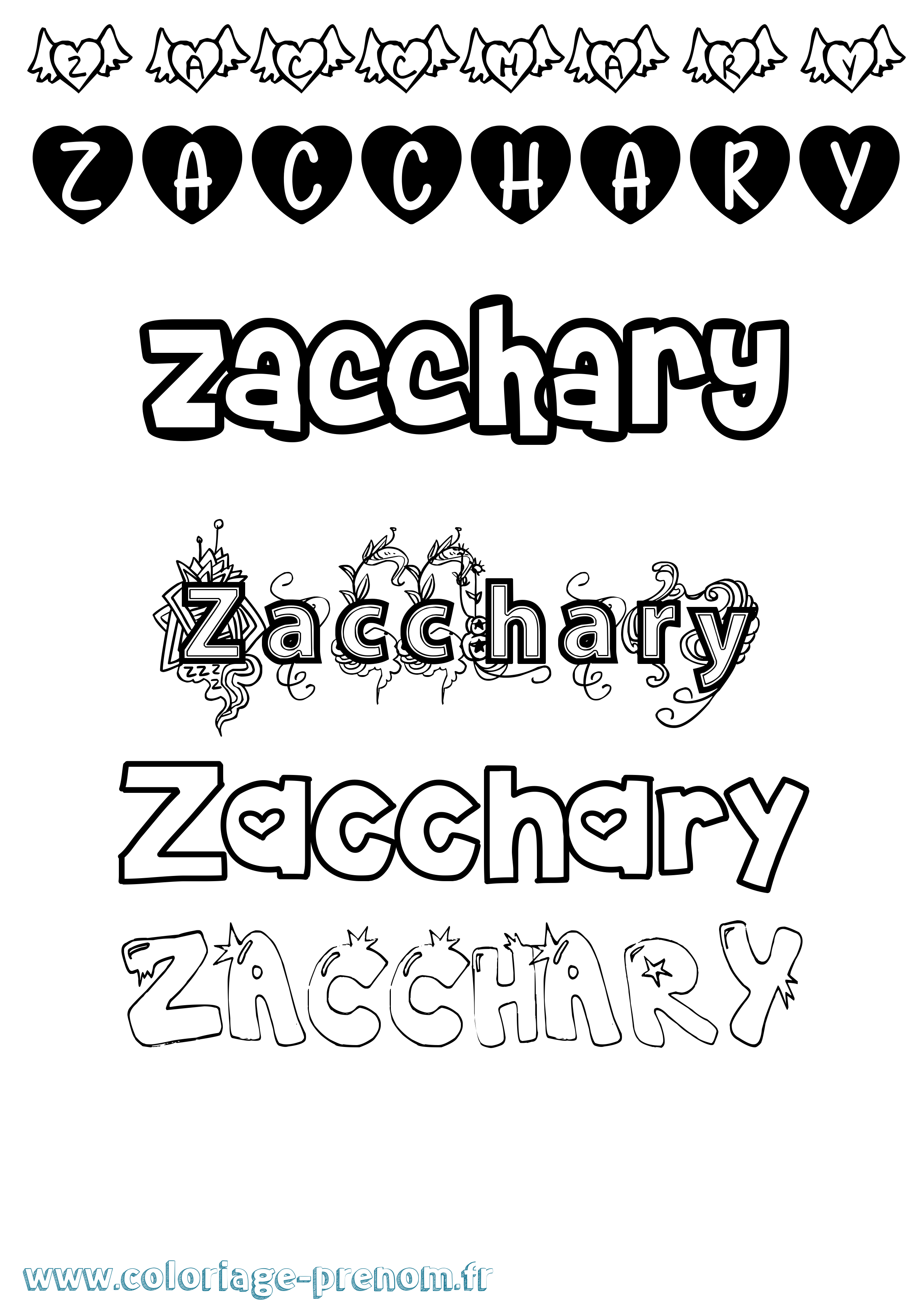 Coloriage Zacchary Girly Coloriage prénom Zacchary Girly