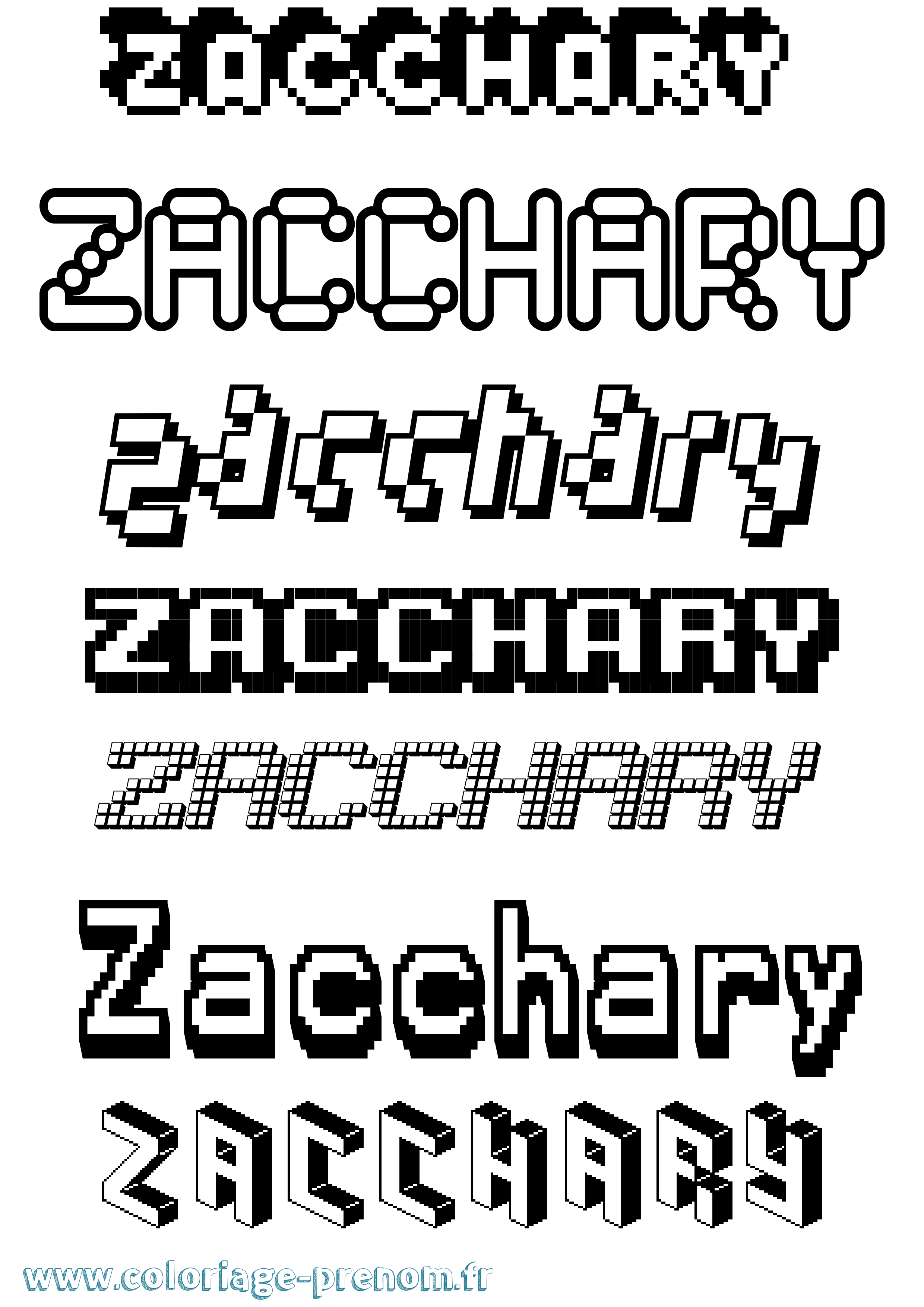 Coloriage Zacchary Pixel Coloriage prénom Zacchary Pixel