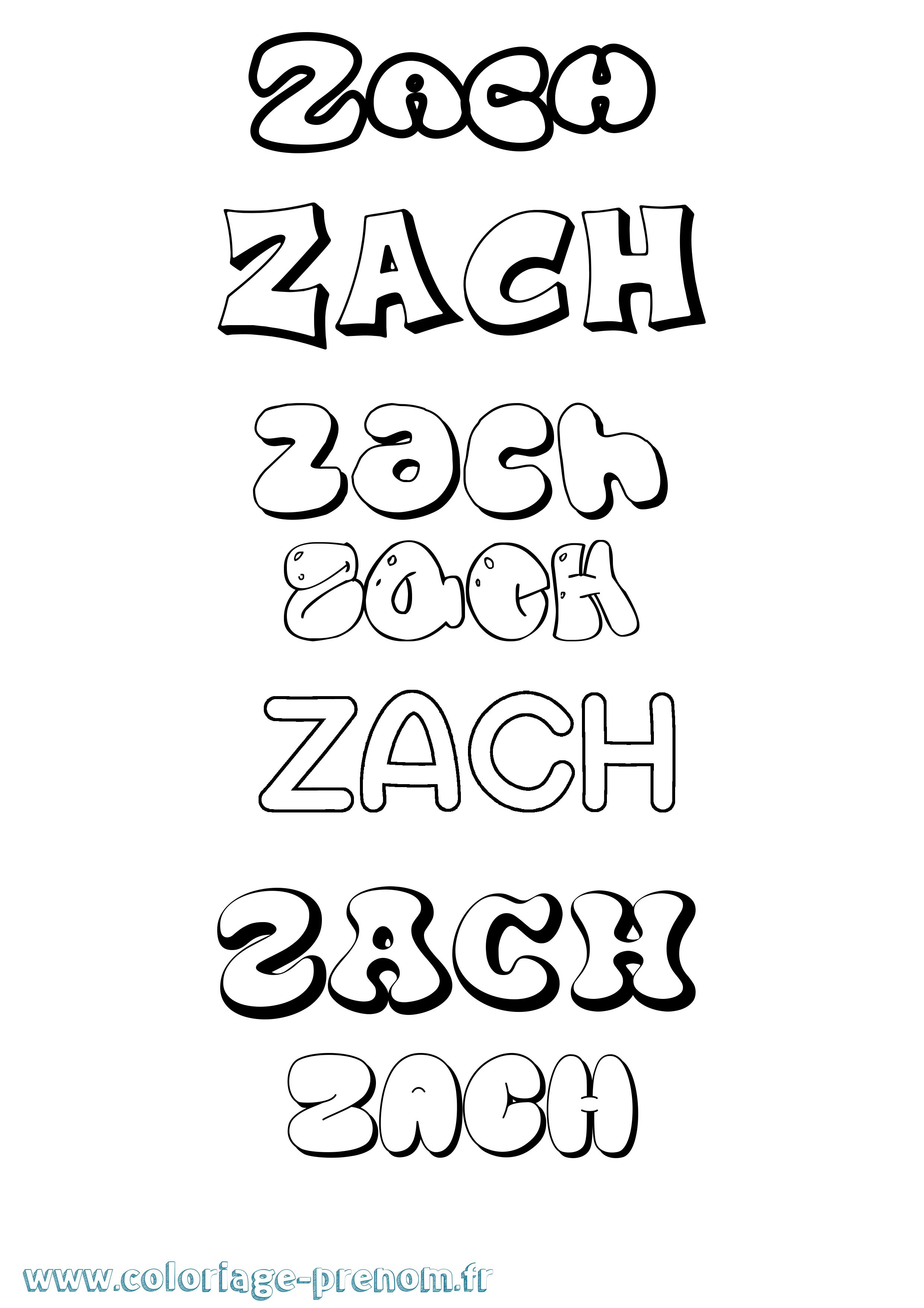 Coloriage Zach Bubble Coloriage prénom Zach Bubble