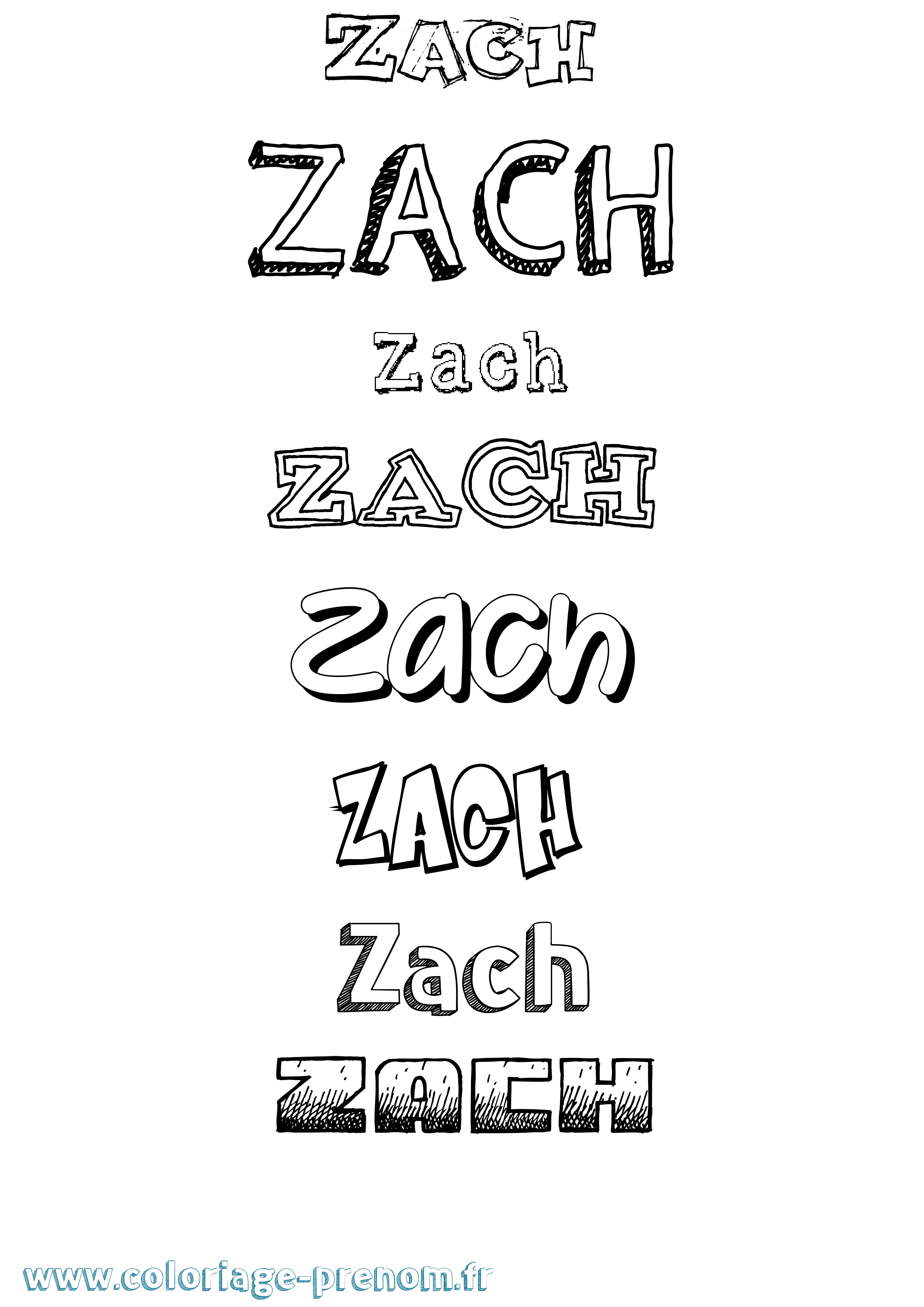 Coloriage prénom Zach Dessiné
