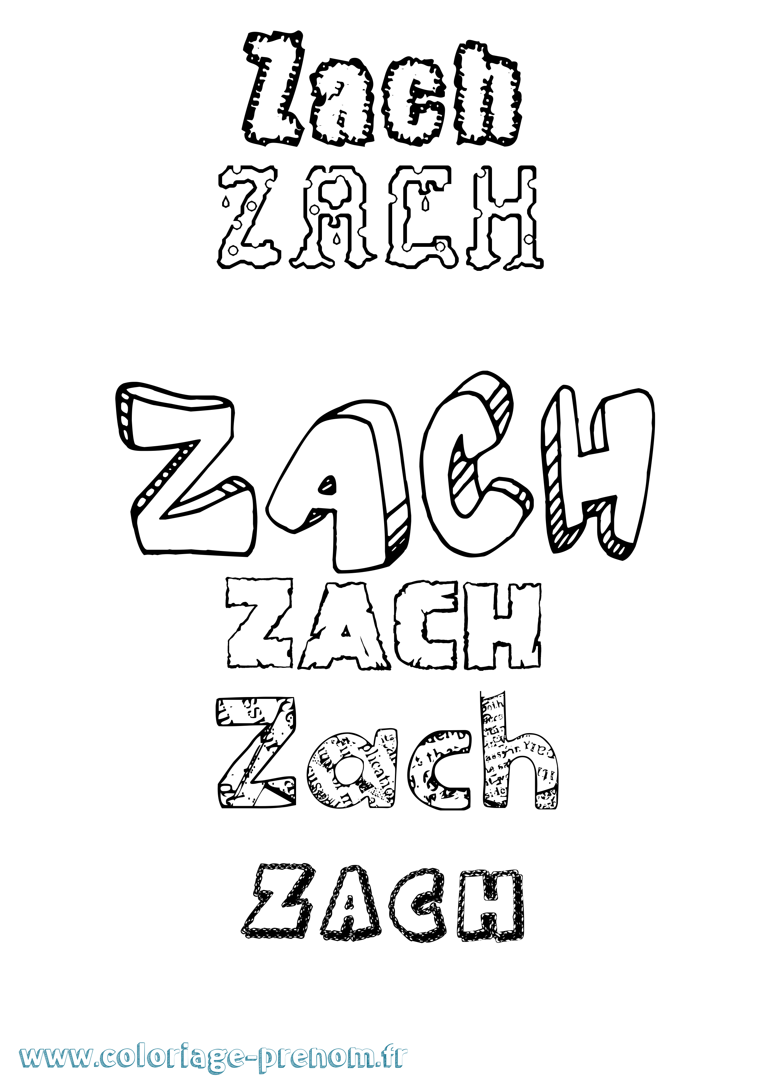 Coloriage Zach Destructuré Coloriage prénom Zach Destructuré