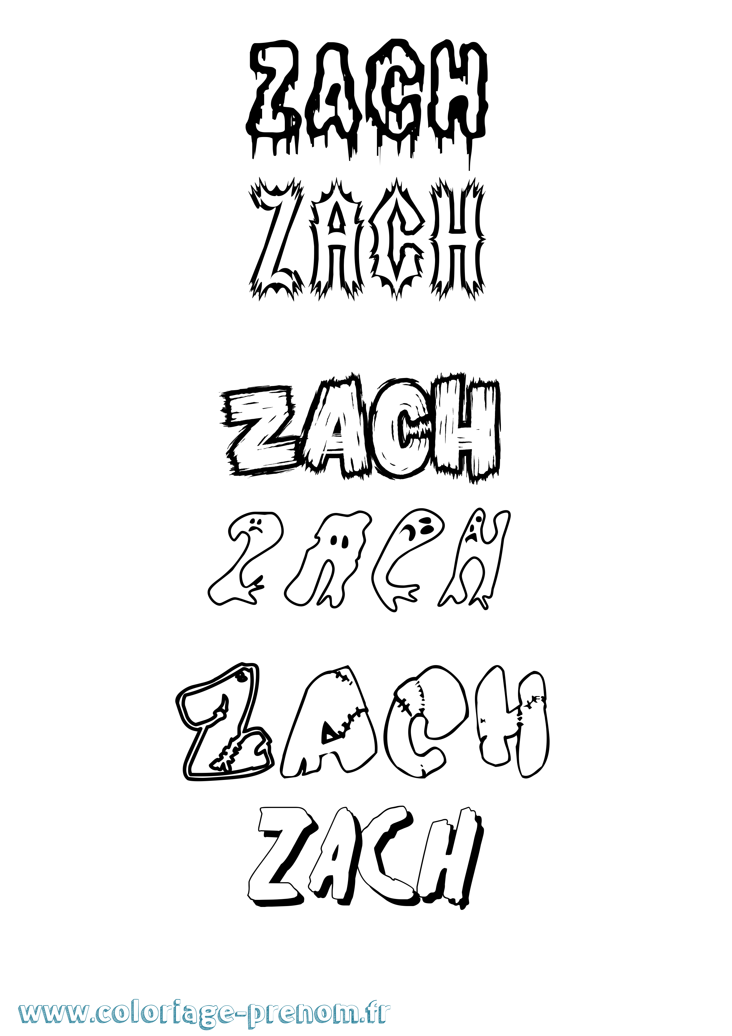 Coloriage prénom Zach Frisson