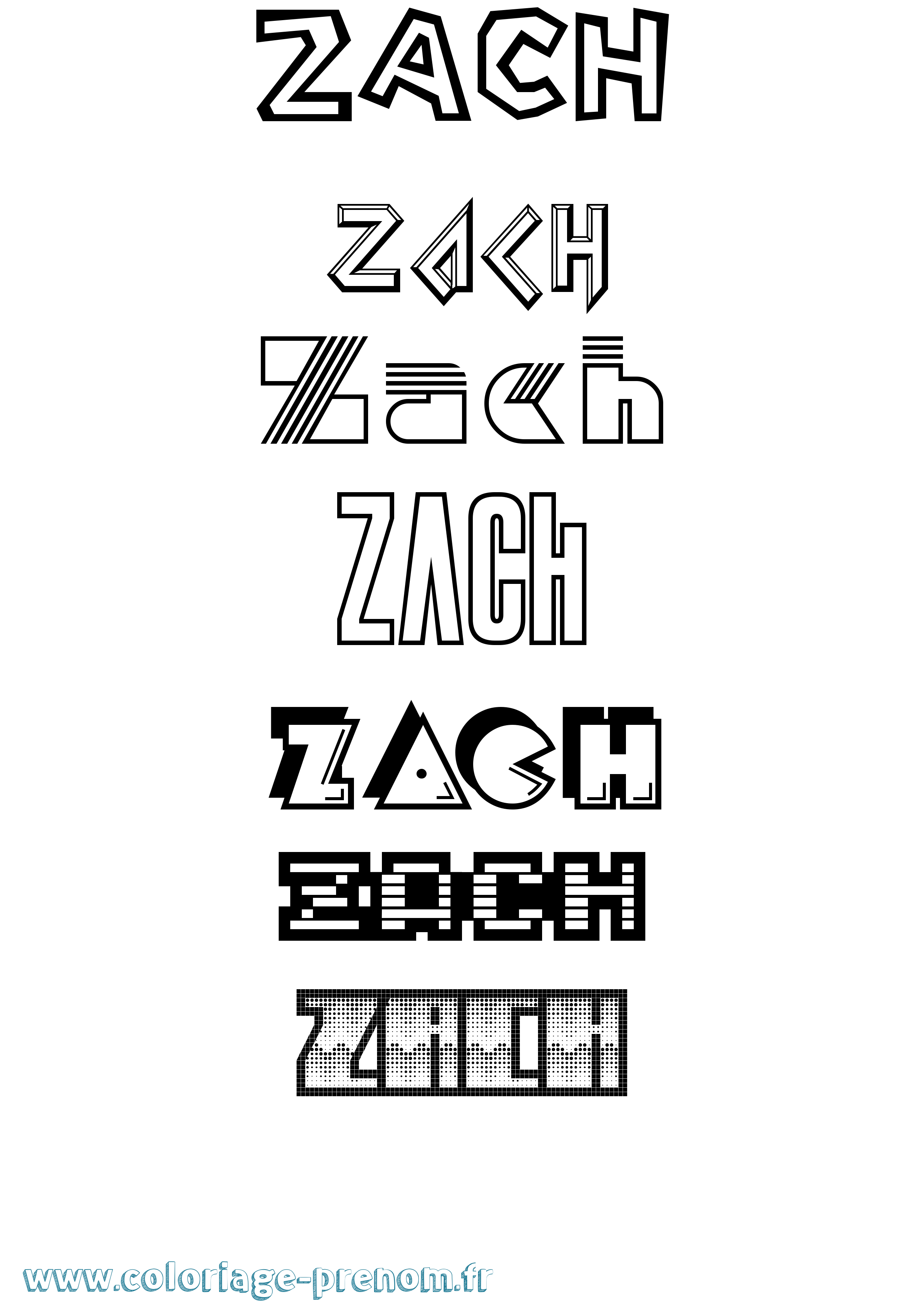 Coloriage Zach Jeux Vidéos Coloriage prénom Zach Jeux Vidéos