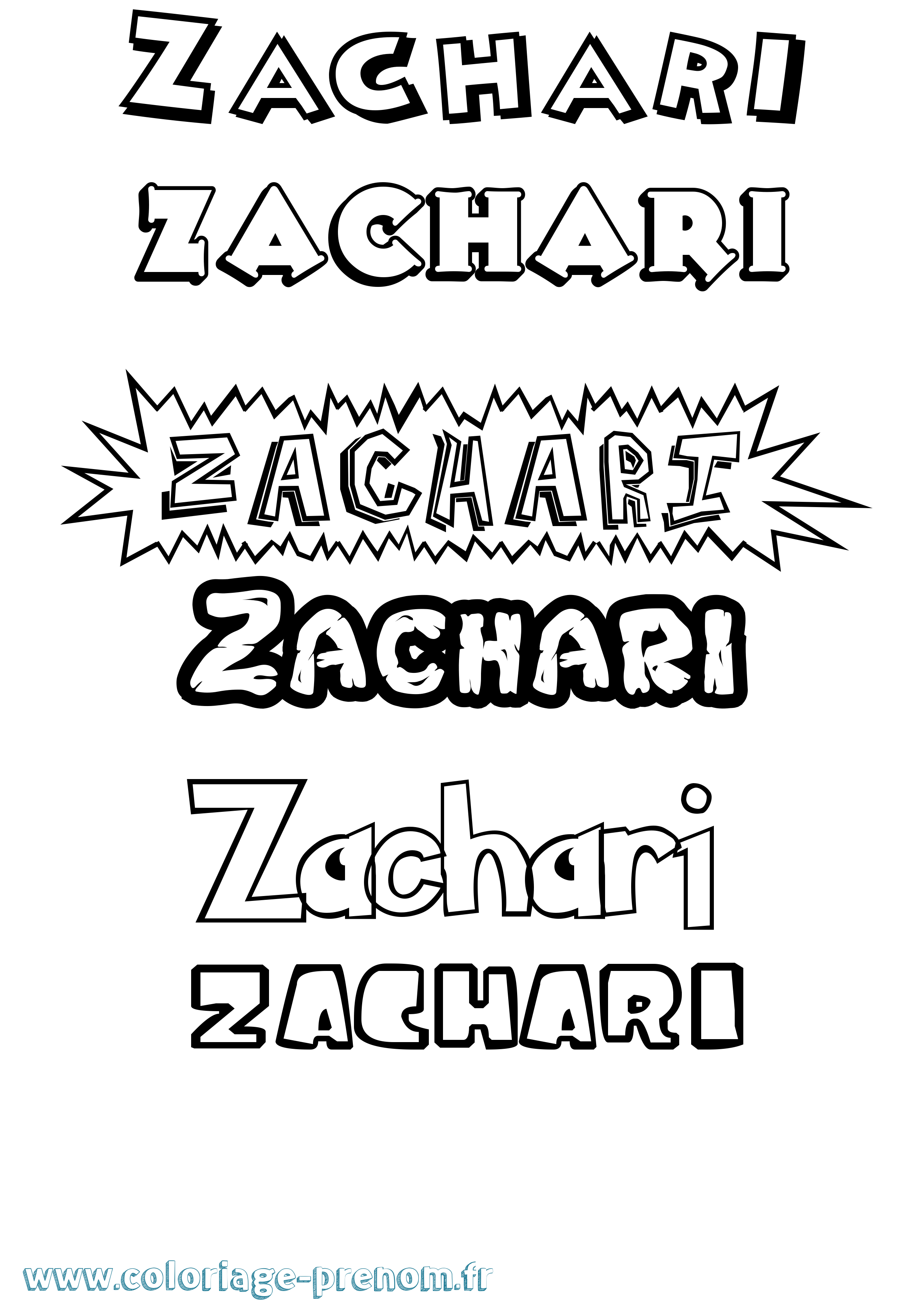 Coloriage Zachari Dessin Animé Coloriage prénom Zachari Dessin Animé