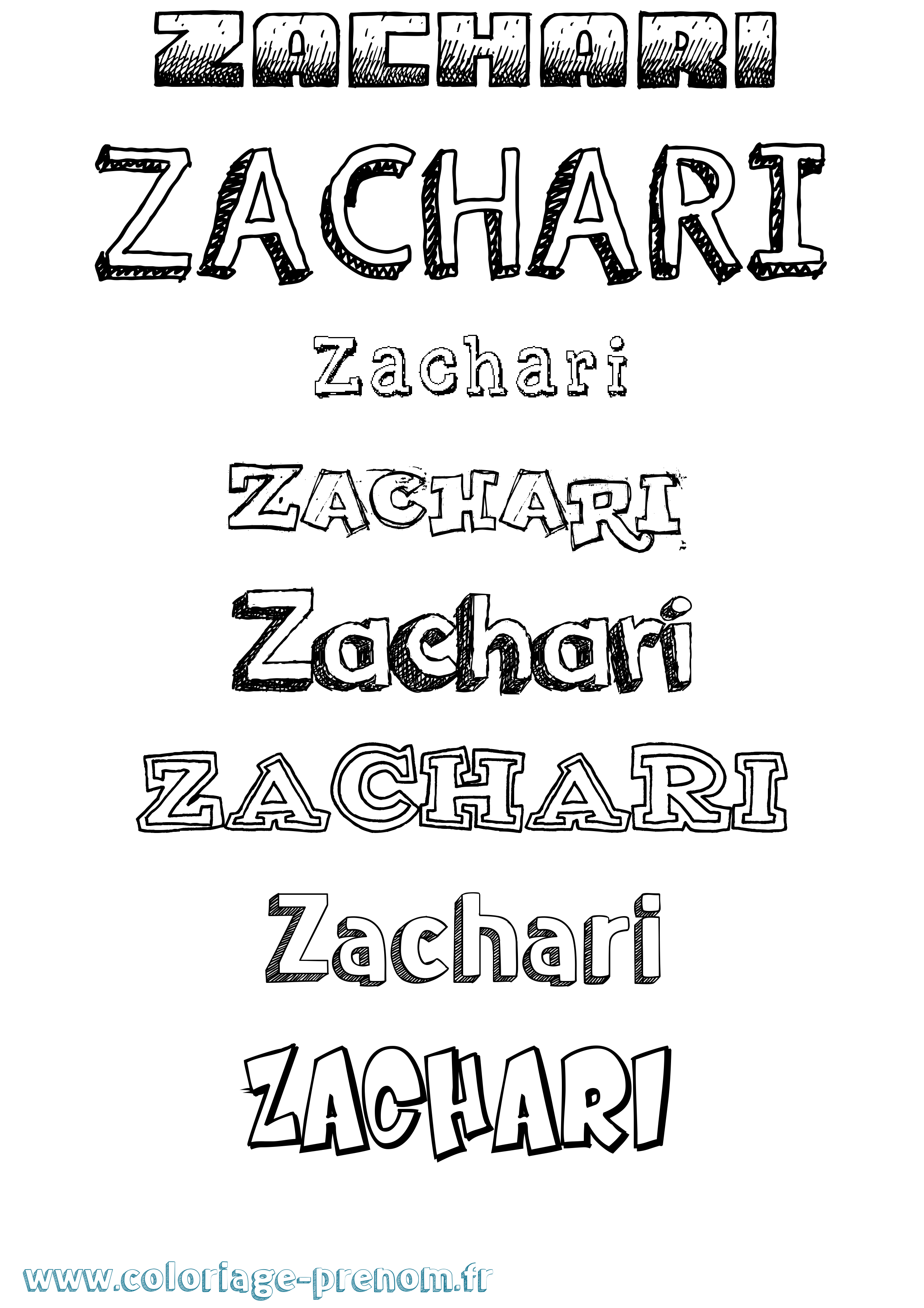 Coloriage Zachari Dessiné Coloriage prénom Zachari Dessiné