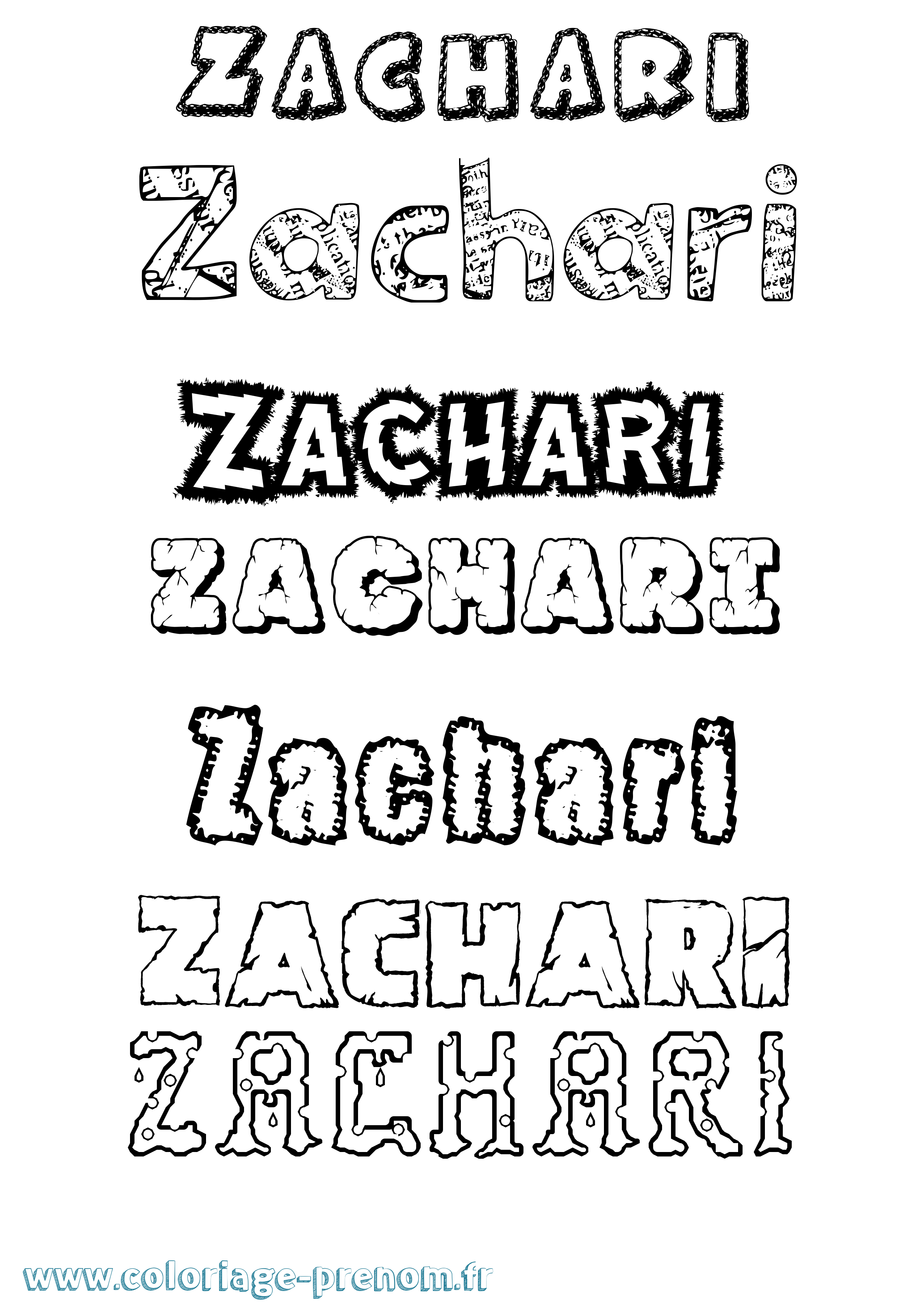 Coloriage Zachari Destructuré Coloriage prénom Zachari Destructuré