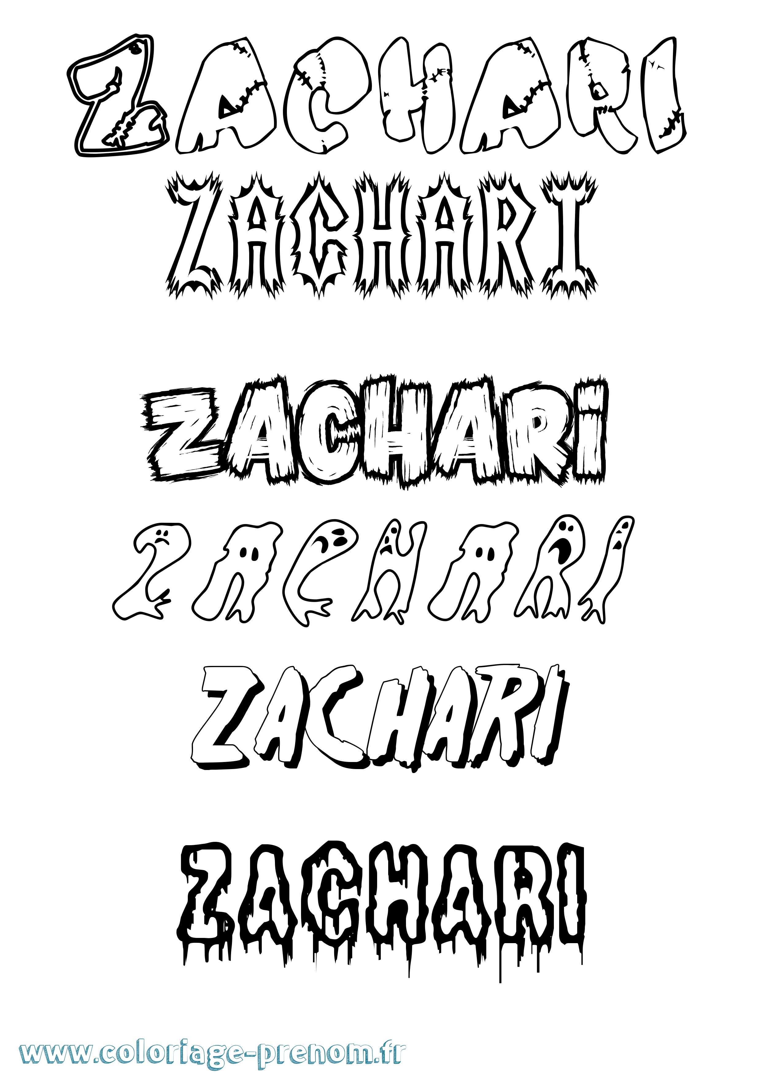 Coloriage Zachari Frisson Coloriage prénom Zachari Frisson